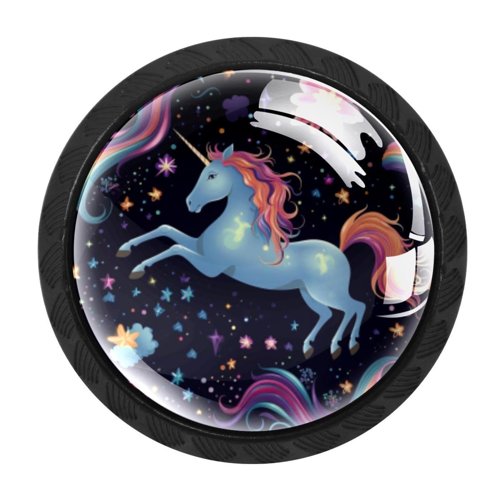 Chenzzzz Multicolored 15 4 Pack Black Starry Unicorn Kitchen Handles, Cabinet Pulls Hardware For Cupboard Drawer Knobs Dresser Pulls