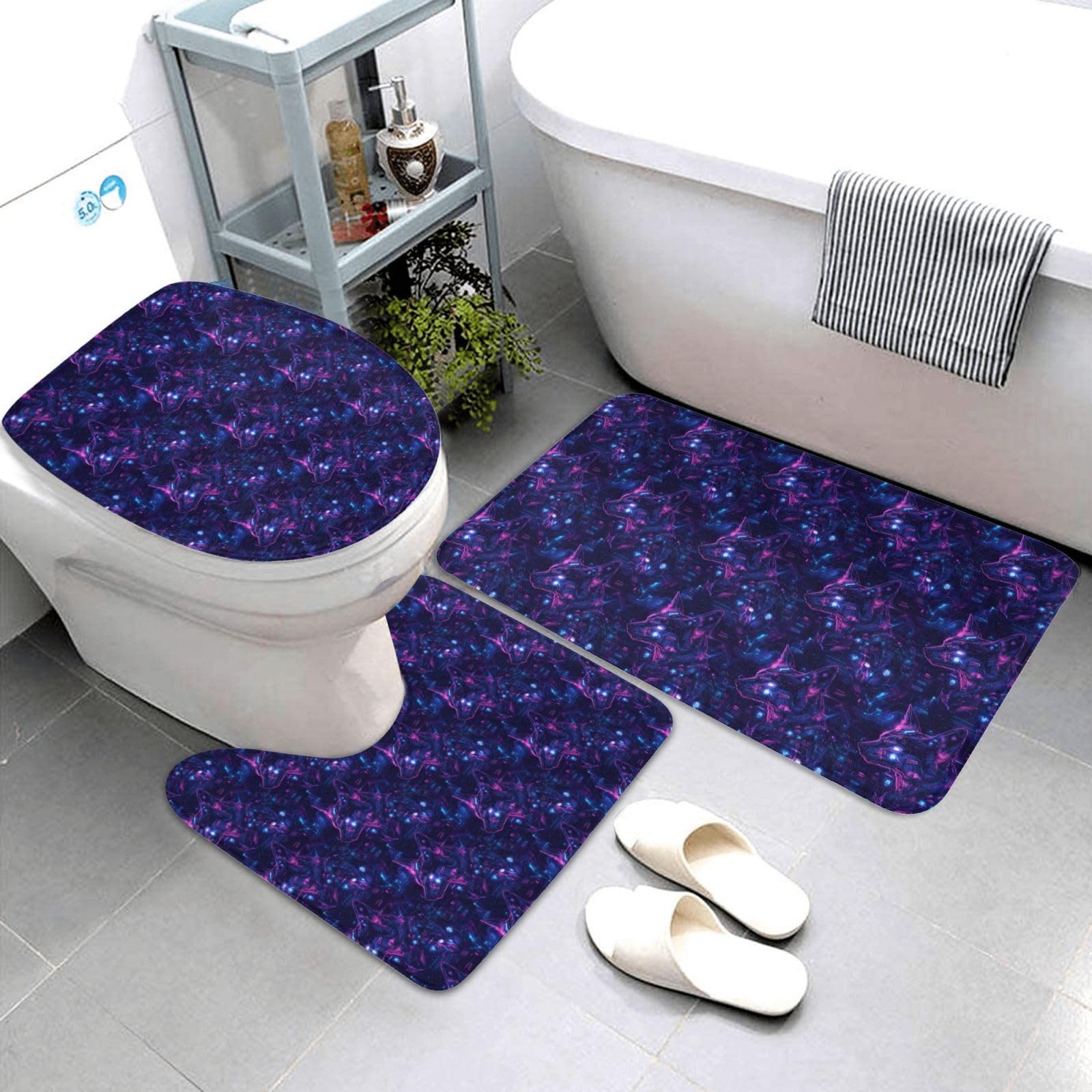 Tapis de salle de bain imprimé loup pour une décoration moderne et douce