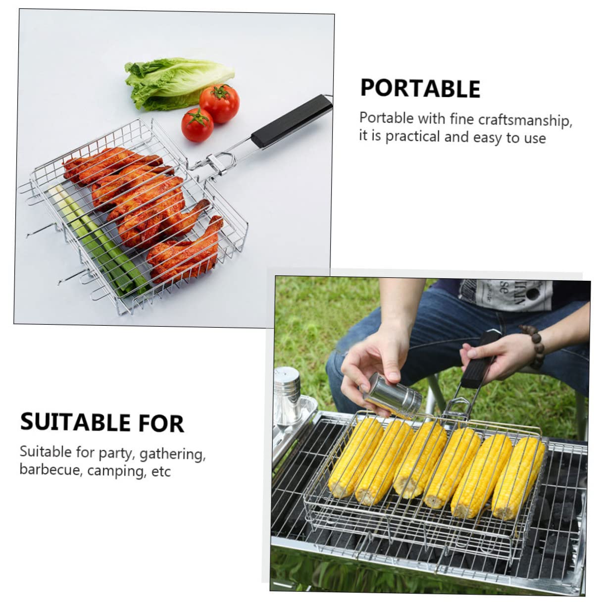 BESPORTBLE 1pezzi Barbecue Inossidabile per Pesce e Utensile da Cucina Resistente per Grigliate all Aperto per Feste e Campeggio