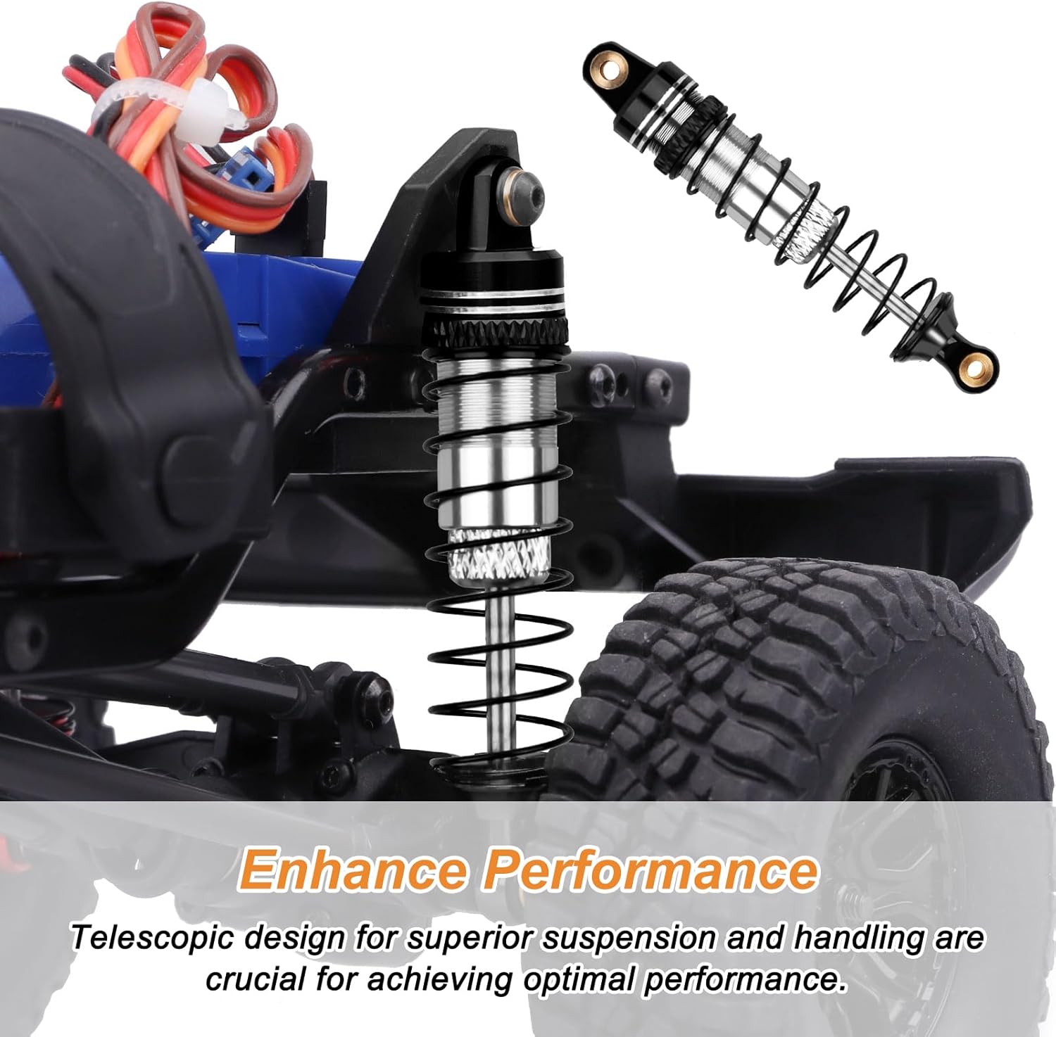 59mm Shocks Long Threaded Aluminium Shock Absorber Front Rear Oil Filled Damper for TRX4M TRX4MT 1/18 RC Crawler Upgrade Parts(Color 3)