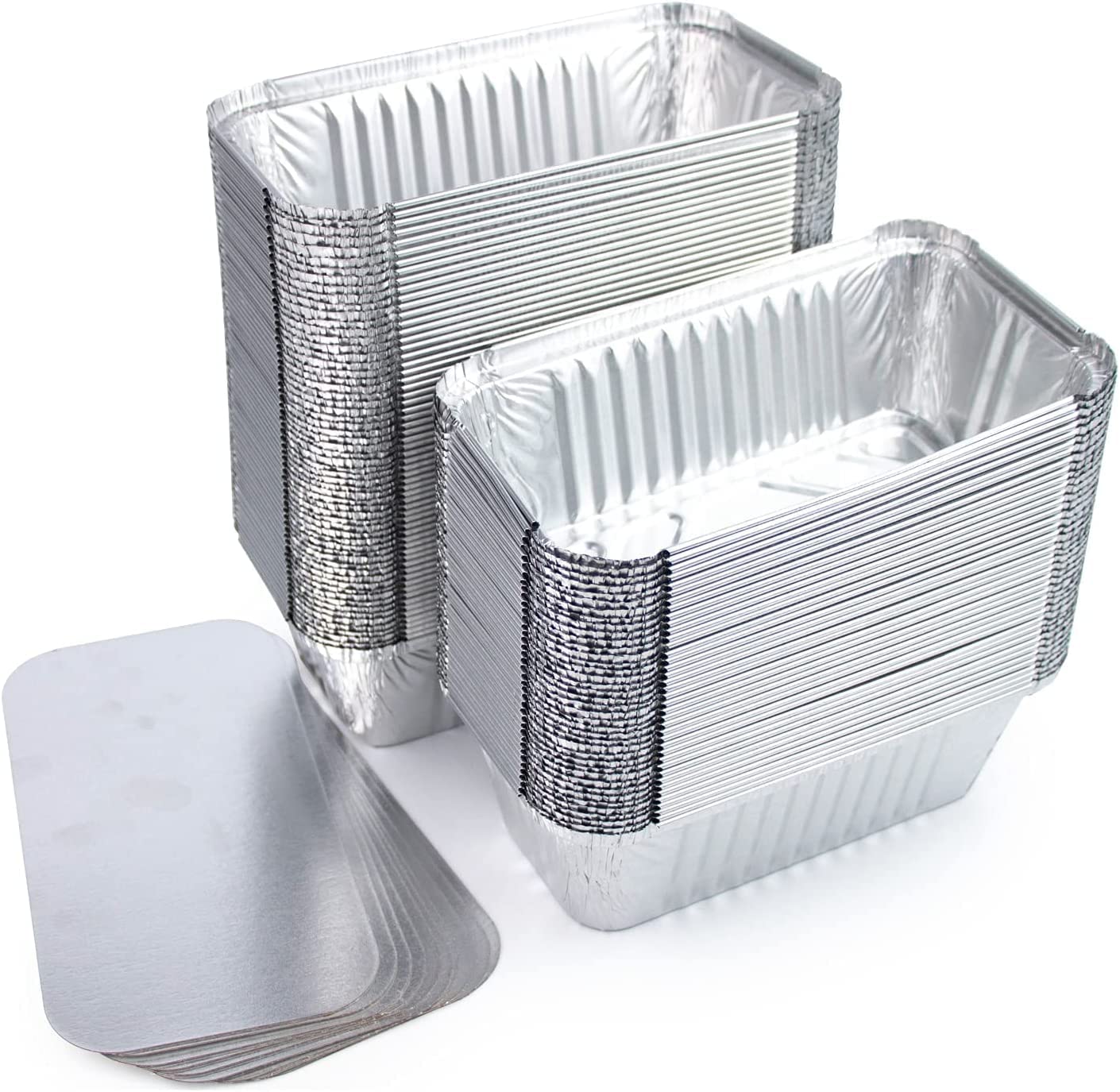 100 Einwegschalen aus Aluminium mit Deckel zum Transport von Lebensmitteln – Einfrieren – Kochen (mit Deckel, 800 ml)