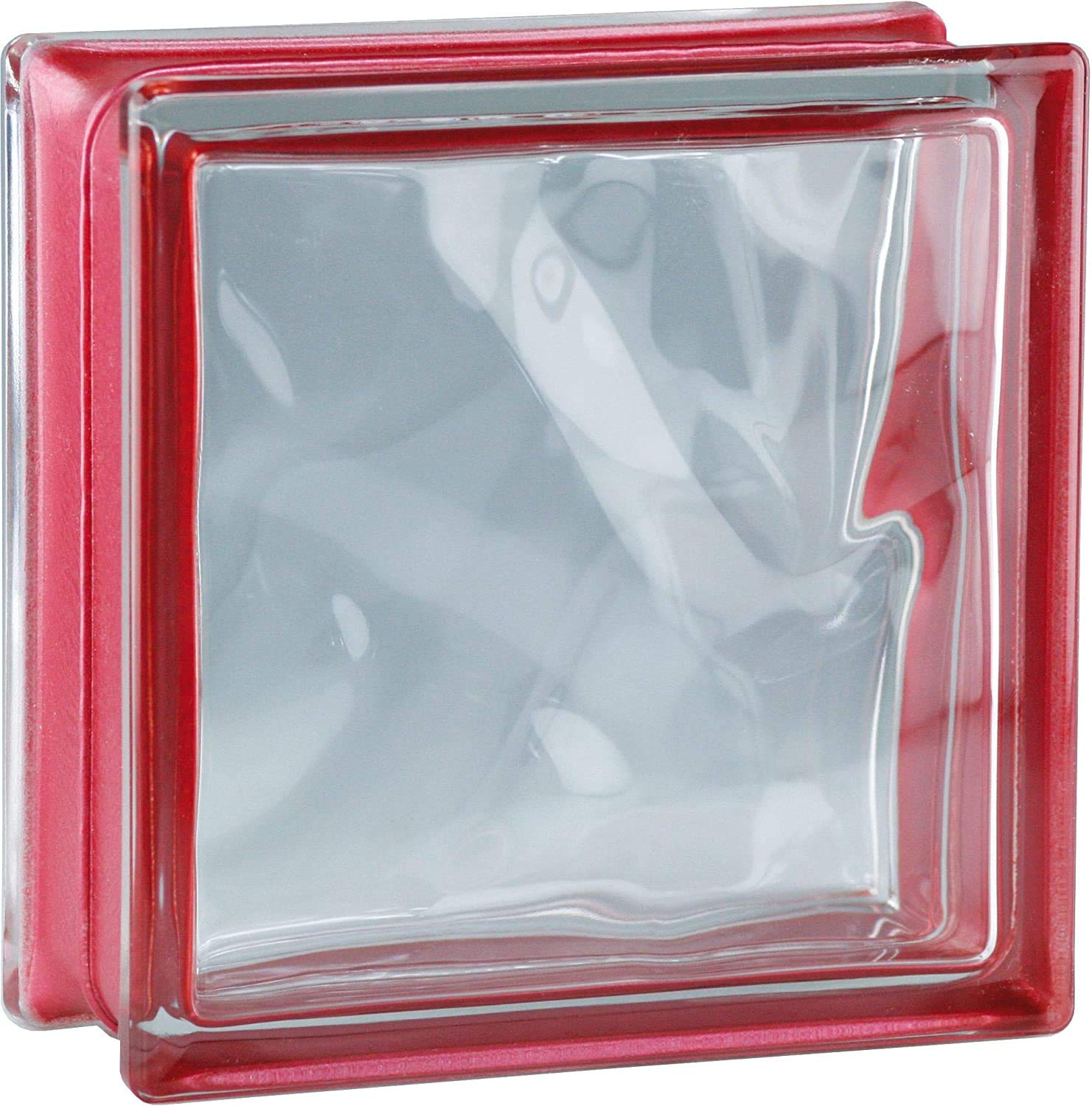Bloque de vidrio Bormioli Rocco Pure Reflejos Rojo | cm 19x19x8 | Unidad de venta 1 caja de 6 pzas