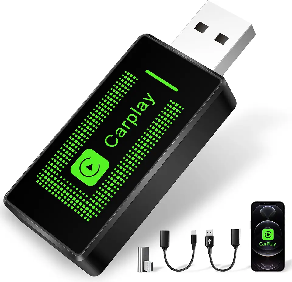 Lyssiefeel Adaptateur Carplay sans Fil pour iPhone, Mise à Niveau 2024, clé USB CarPlay, Facile à Brancher et à Jouer, Compatible avec Les Voitures à partir de 2016 et iPhone iOS 10+