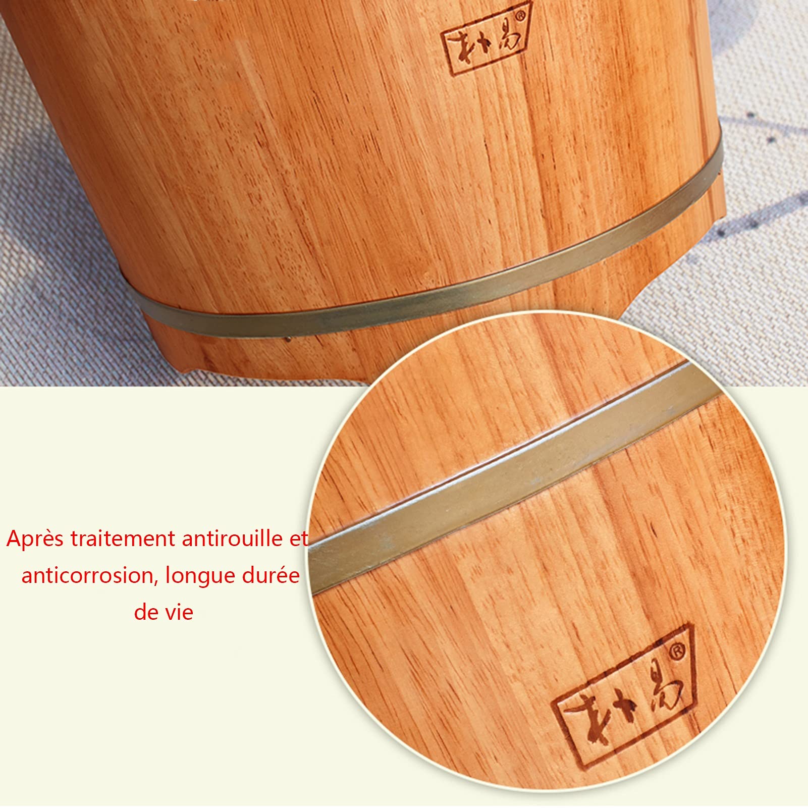 Axdwfd Pediluvio Vasca a Pedale in Legno massello, Bagno riscaldato Bagno a Pedale Barrel Oak Barrel Spa Massaggio Piedi Bagno Barilotto Liscio e Delicato Pedicure Barilotto