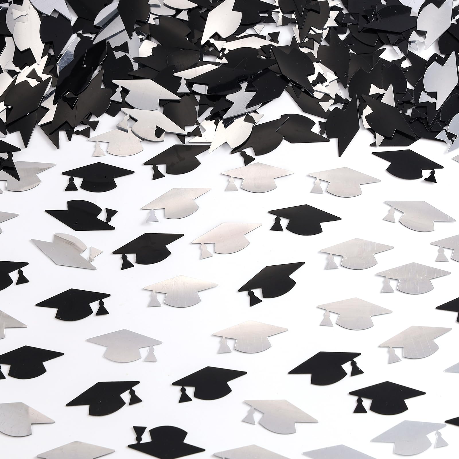 Black and Black Graduation Cap Confetti 2026, Class of 2026 Table Centerpiece Grad Confetti for 2026 Graduation Party Decorations Supplies