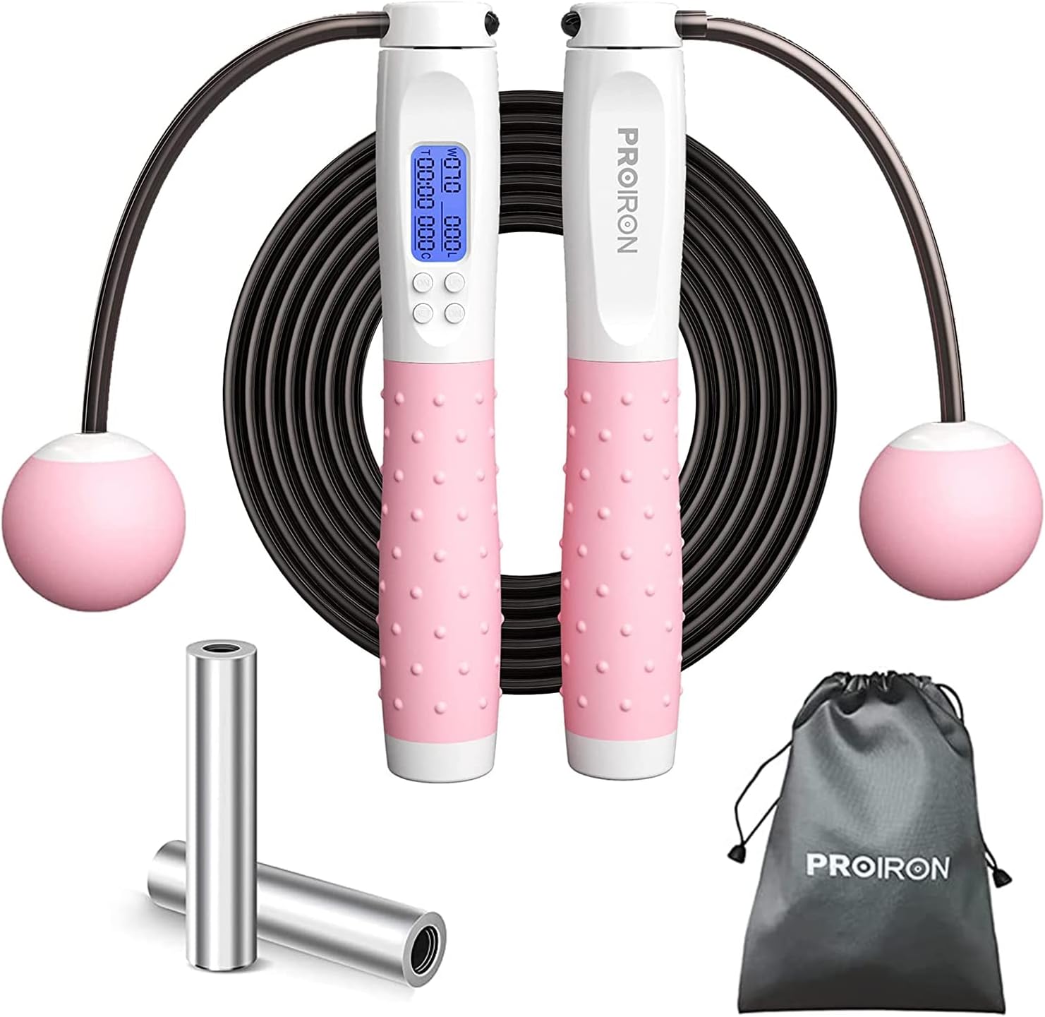 Skipping Rope, Digital Jump Rope Adjustable Weights/Length Cordless Jumping Rope with Calorie Counter/Alarm Reminder Weighted Jump Rope for Fitness, Exercise, Boxing, MMA, Gym