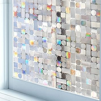 Glass Window Privacy Film 3D Non-Adhesive electrostatic Frosting Decorative Window Film Balcony Bathroom Window Privacy Film Invisible Mosaic Window Decal45 * 100cm, A