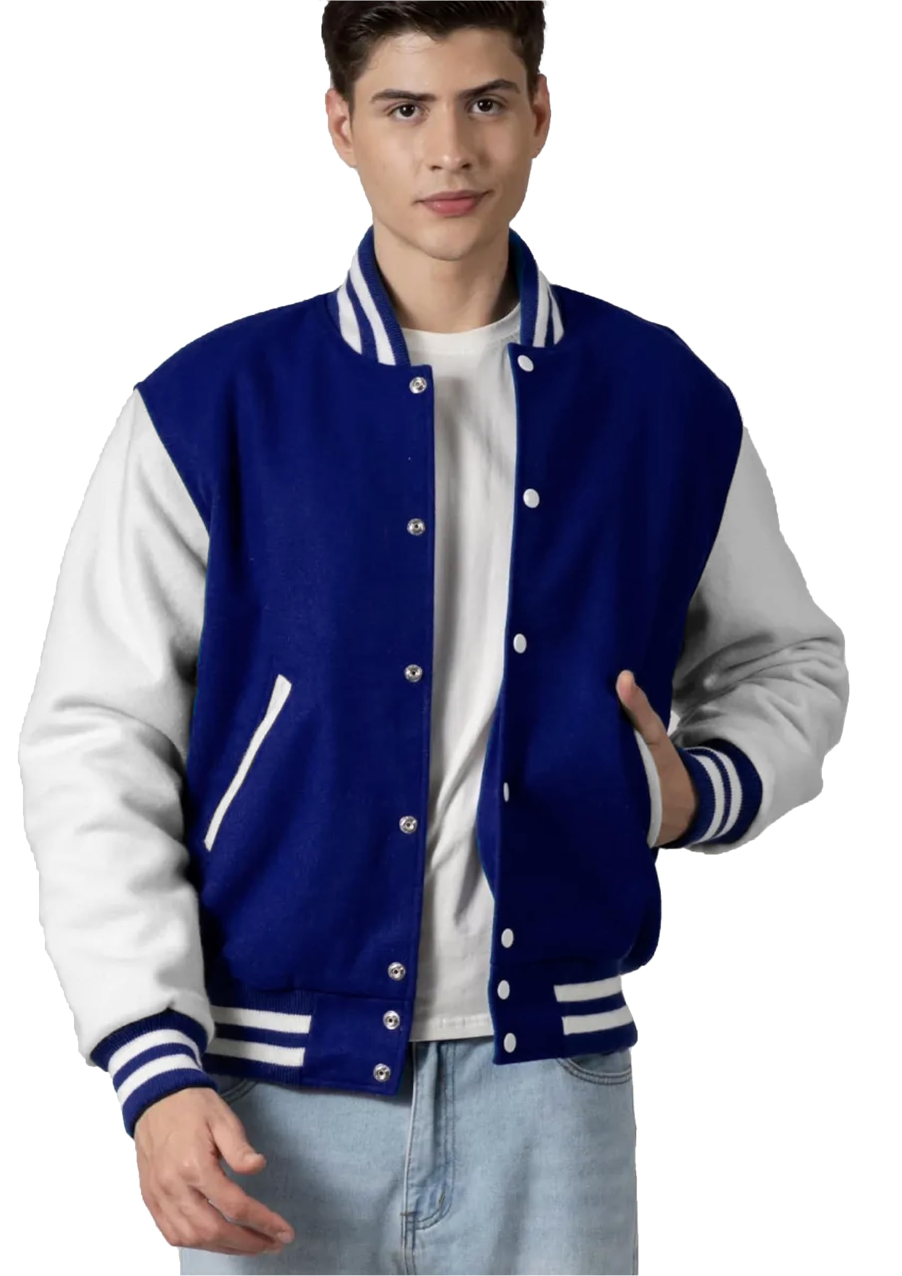 Cotton Blend Standard Length Long Sleeves Winter Varsity Jacket For Men-image-2