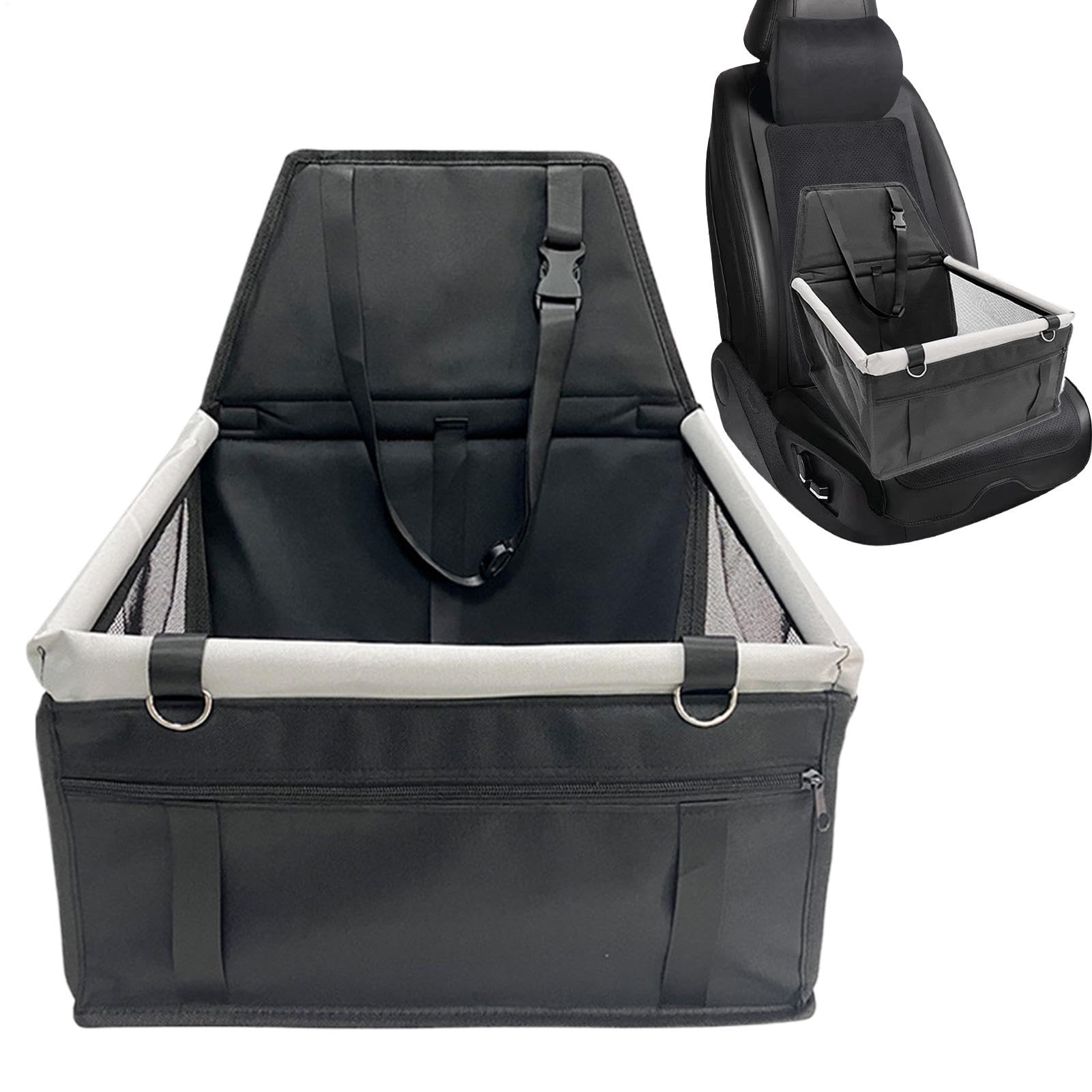 Extra Stable Dog Car Seat, Waterproof Dog Booster Seat With Seatbelt, Pet Travel Safety Bed, Removable/Washable, Mesh Window, Adjustable/Versatile, 40x37x43cm For Small To Large Pet Dogs And Cats