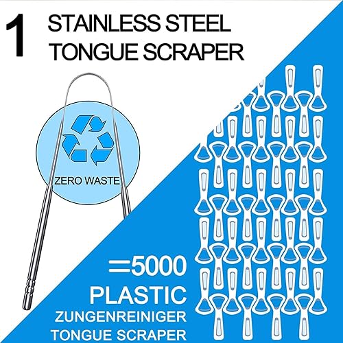 Miniatura 4 de Raspador de lengua, limpiador de lengua, combate el mal aliento, limpiador de acero inoxidable 100% de grado médico, ideal para el cuidado bucal,