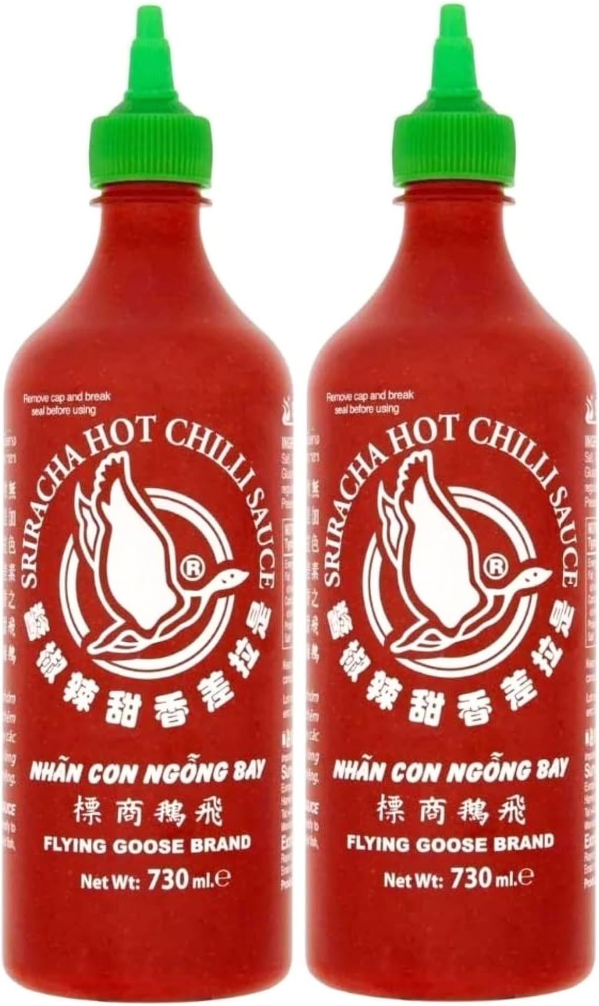 Flying Goose Sriracha Spicy Sauce | Vegan Vegetarian Gluten Free (730 ml (Pack of 2), Hot Chilli)