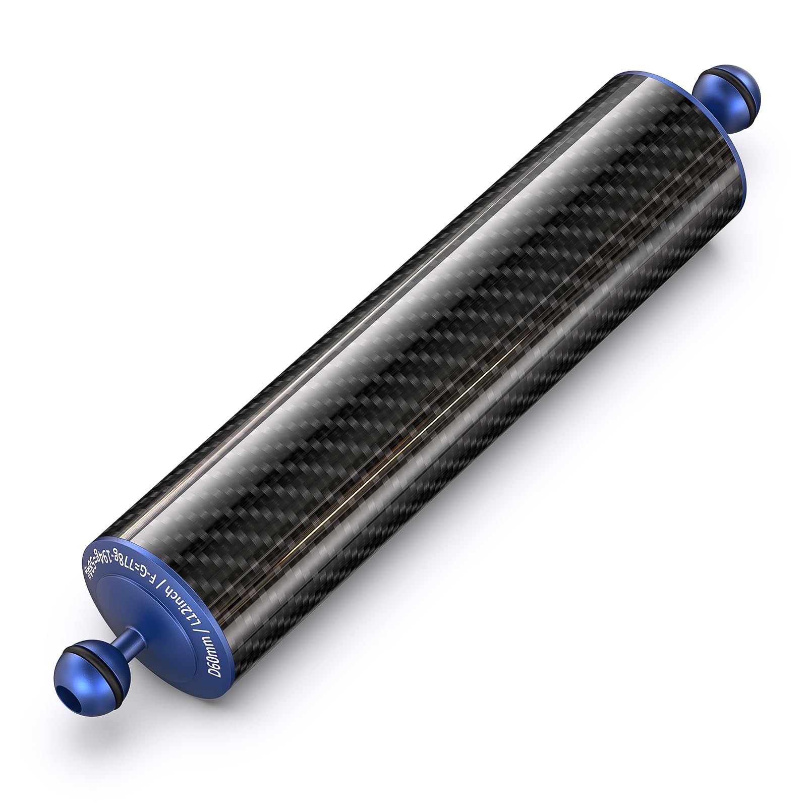 Carbon Fiber Underwater Float Arm with Dual Ball Mounts for Photography and Video, Compatible with Diving Trays, Video Lights, Strobes (Blue, 60mm12')