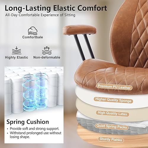 Miniatura 5 de YFO Silla de escritorio para oficina en casa, ruedas de goma, ergonómica, con soporte lumbar, altura ajustable, giratoria, reposabrazos ejecutivo,