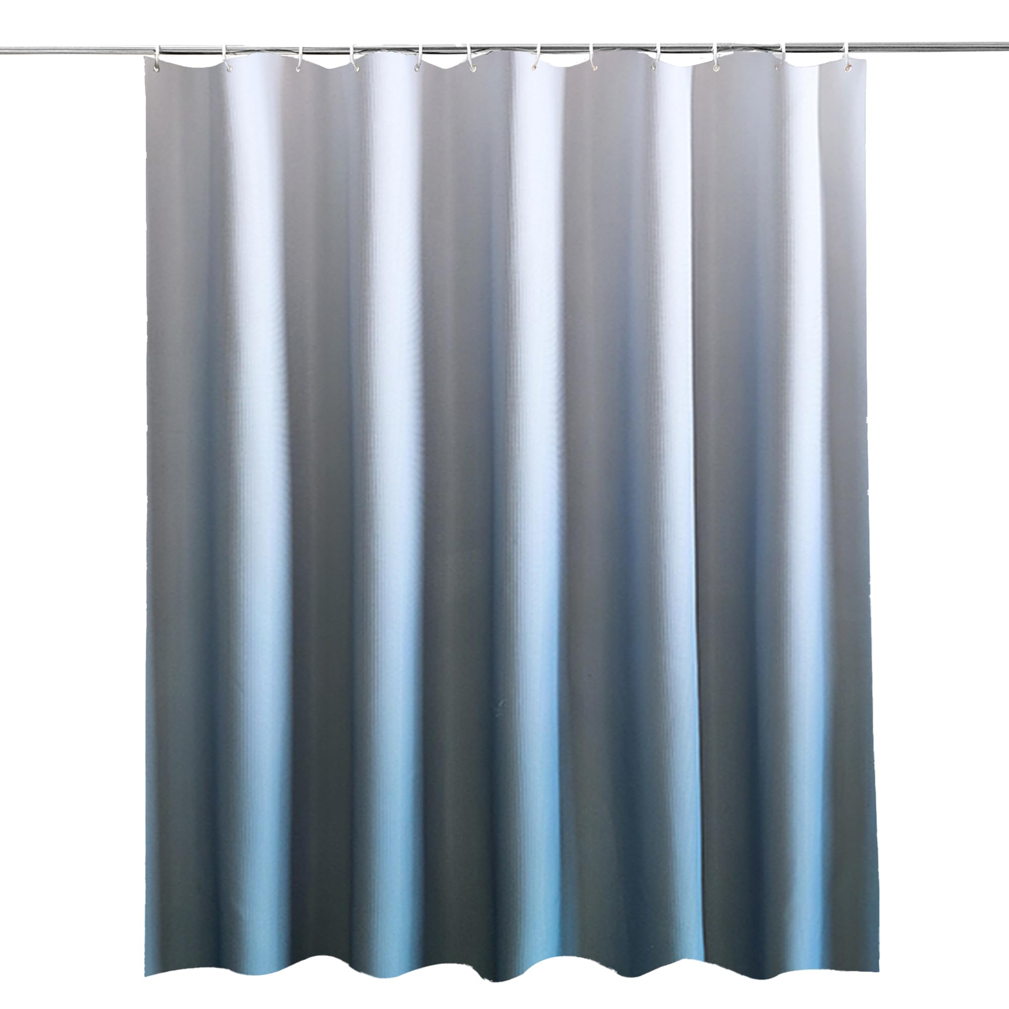 WedDecor Bathroom Shower Curtain Waterproof Anti Mould Mildew Resistant, Heavy Duty 100% Polyester Fabric Curtains Liner with 12 Curtain Hooks, Gradient Blue & White, 180cm x 180cm