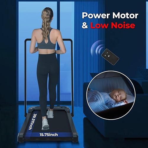 Miniatura 7 de SubSun Foldable Treadmill for Home, Portable Walking Pad with Handle, Manuall/Auto/No Incline, 2.5HP Treadmill with 265 Lbs, Black/White