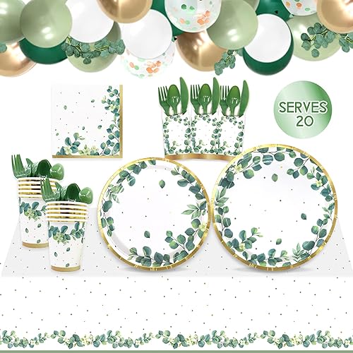 Miniatura 8 de Decoraciones de baby shower verde salvia, platos de papel verde salvia, suministros para fiestas, kit de guirnalda de globos, juegos de vajilla,
