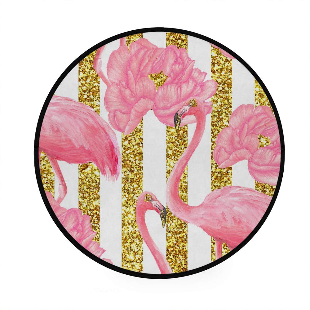 Tapis rond antidérapant doré pour salon moderne et chaleureux