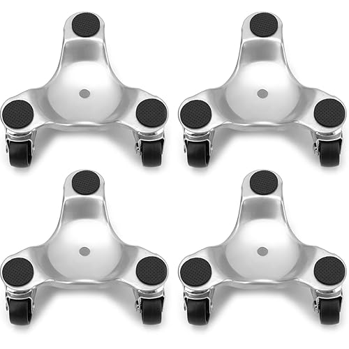 Yopay Paquete de 4 ruedas de acero Tri-Dolly, 200 libras de capacidad de carga de 3 ruedas para mover gabinetes, muebles, electrodomésticos, 6