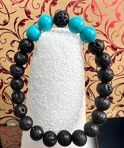 Difusor de aromaterapia de roca de lava de 0.315in  Difusor de aromaterapia roca de lava de 0.315in pulsera de cuentas (lava turquesa  turquesa de