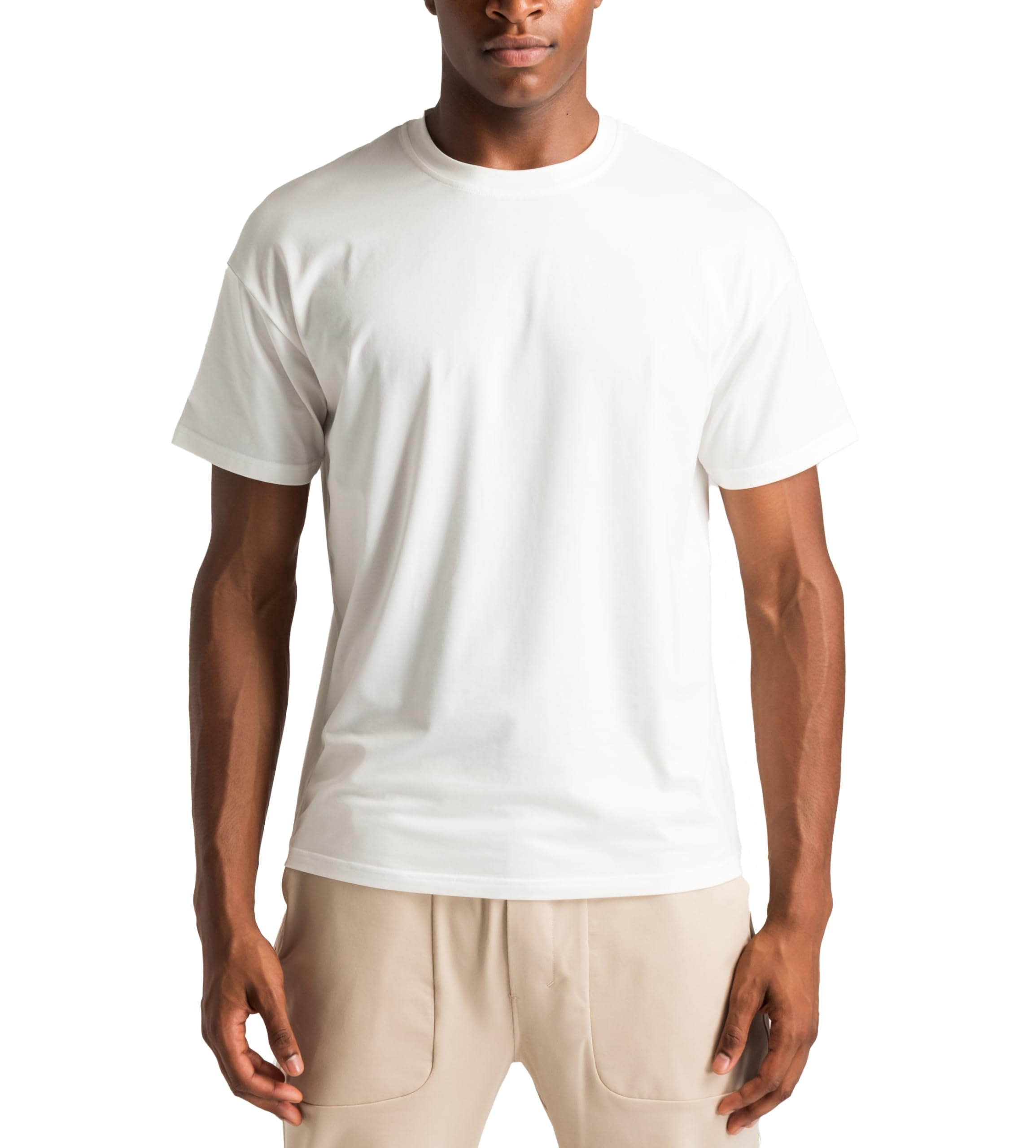 T-Shirt pour Hommes – Tee-Shirt à Manches Courtes à Col Ras du Cou en Coton Basique, à la Coupe Décontractée pour Course, Gym, Séances d'entraînement, Détente