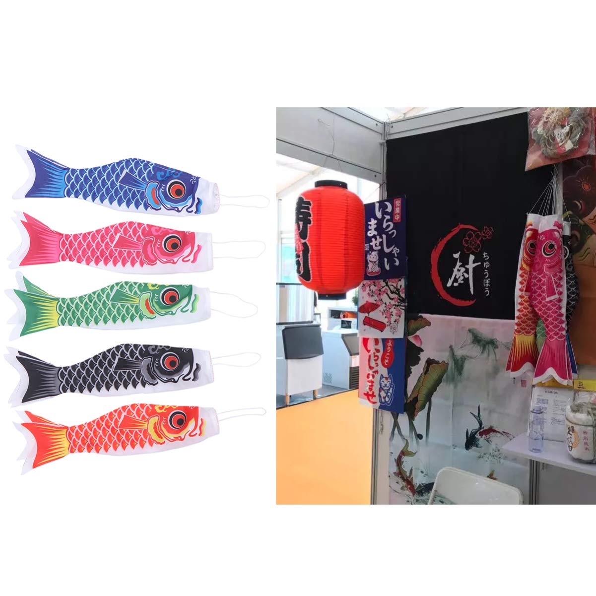 DOITOOL 5 Pezzi Giapponese Carpa windsock Streamer Pesce Bandiera Aquilone Koinobori Appeso Arredamento per Sushi Bar Giapponese izakaya Room 40cm