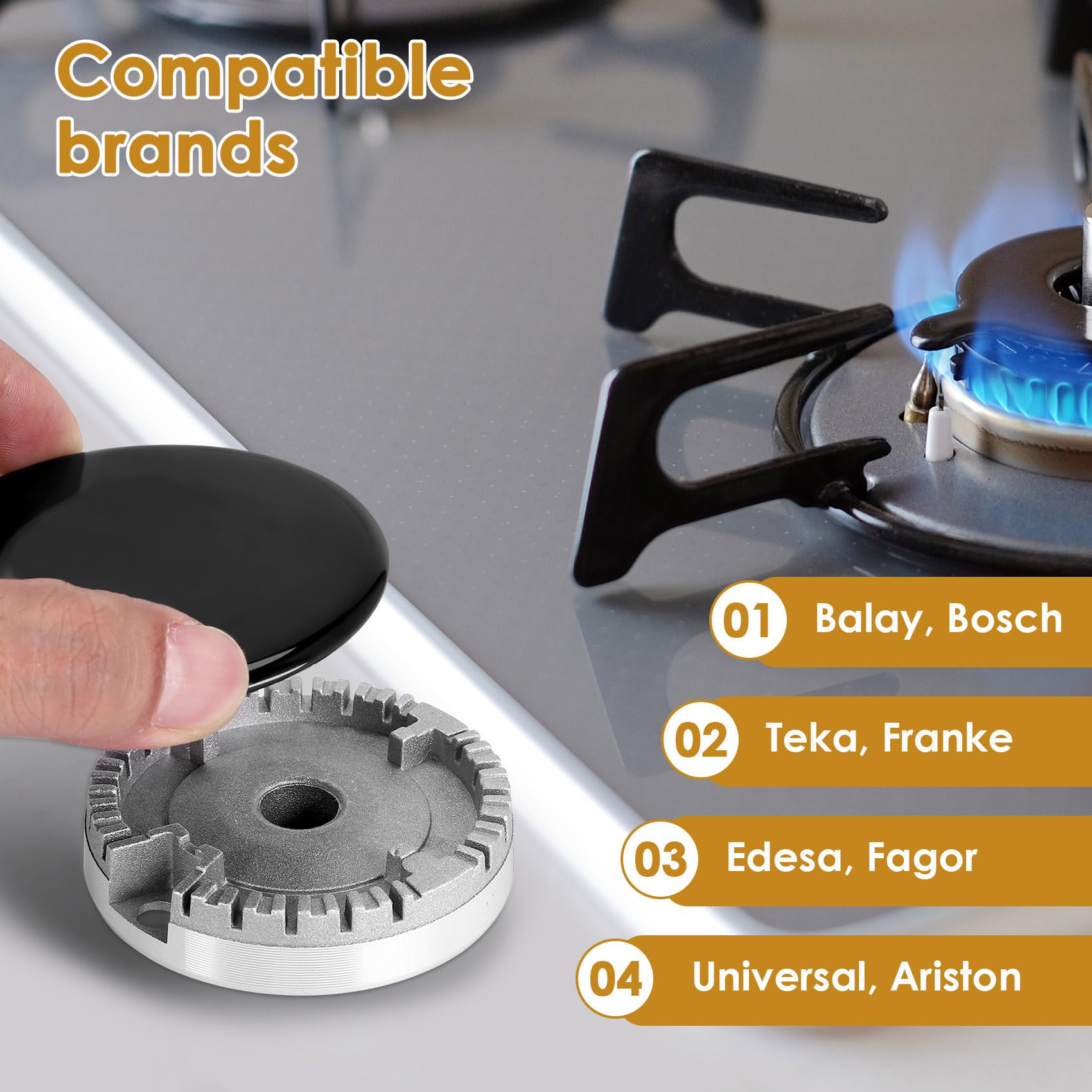 Ataoyus Kit De Chapeau De Cuisinière, Couvercle De Cuisinière Amélioré, Cuisinière à Gaz, Couronne De Brûleur, Capuchon De Flamme, Capuchon De Brûleur à Gaz, Compatible Avec La Plupart Des Brûleurs