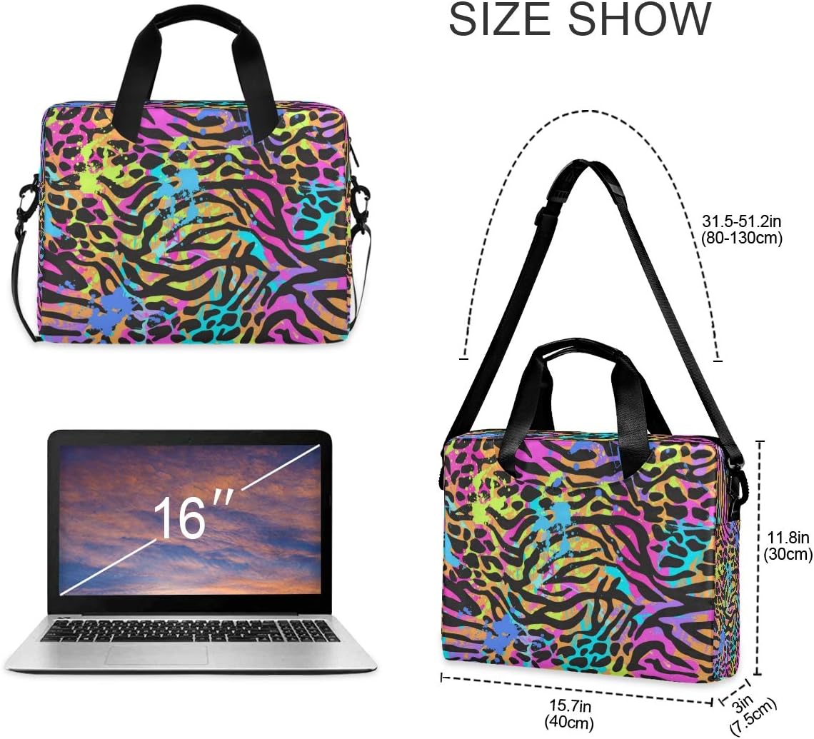 Laptop Bag Colorful Leopard Skin Laptop Sleeves Case for 13 14 15.6 Inch Computer Tablet Briefcases Carrying Case Shoulder Bag for Work