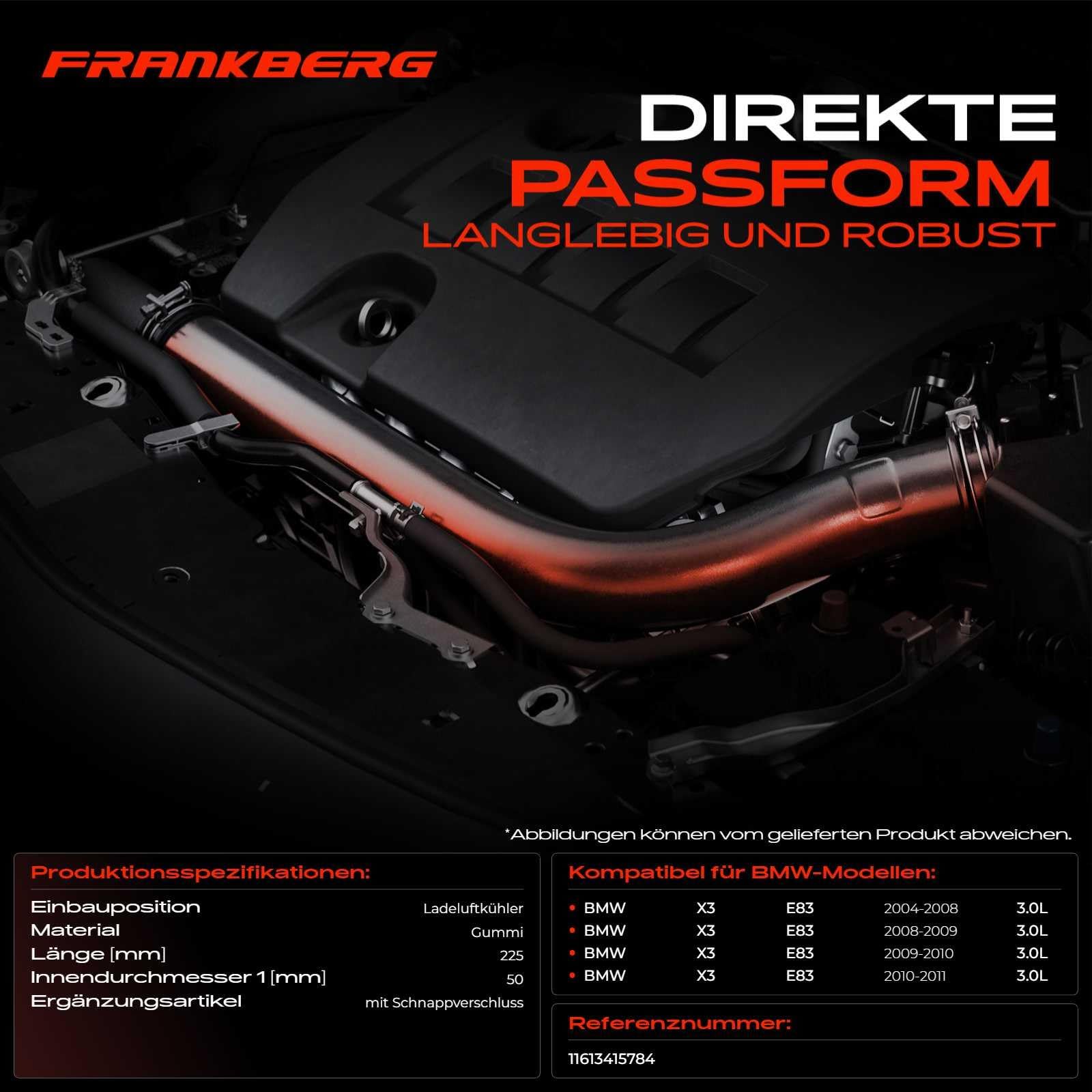 Frankberg Durite d'air de suralimentation, durite de turbo intercooler | Compatible avec: X3 E83