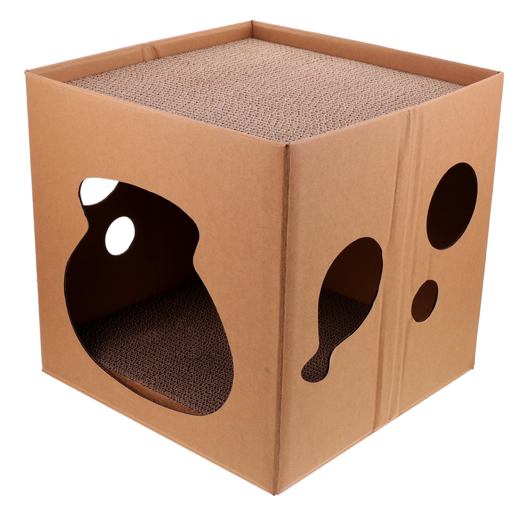 Jouet pour chat en carton COLLBATH : abri et planche à gratter pour le salon