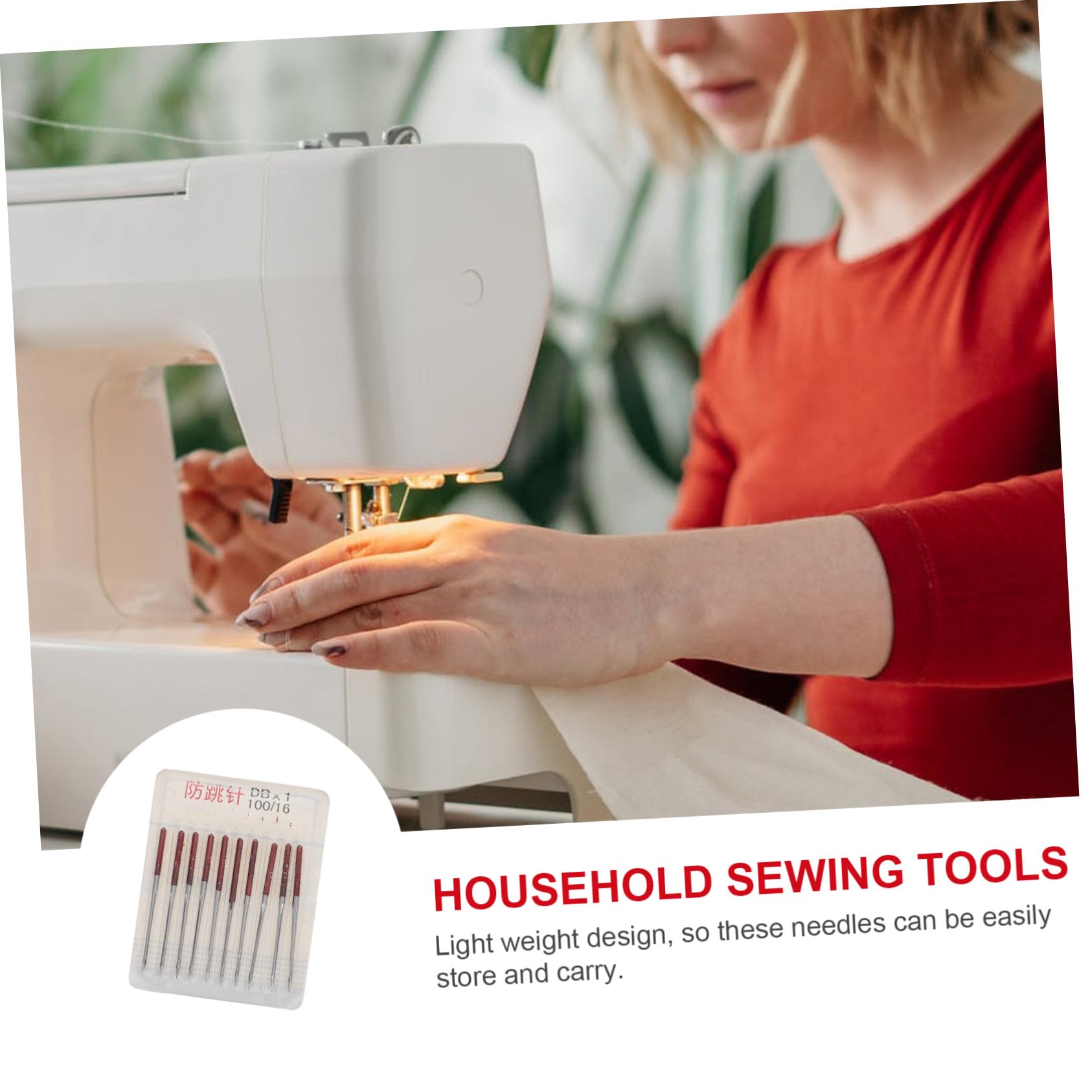 FONDOTIN Agujas para Máquinas de Coser Multiusos 50 Piezas Accesorios de Costura Metálicas Antisaltos Duraderas para Proyectos de Costura y Manualidades Hogar