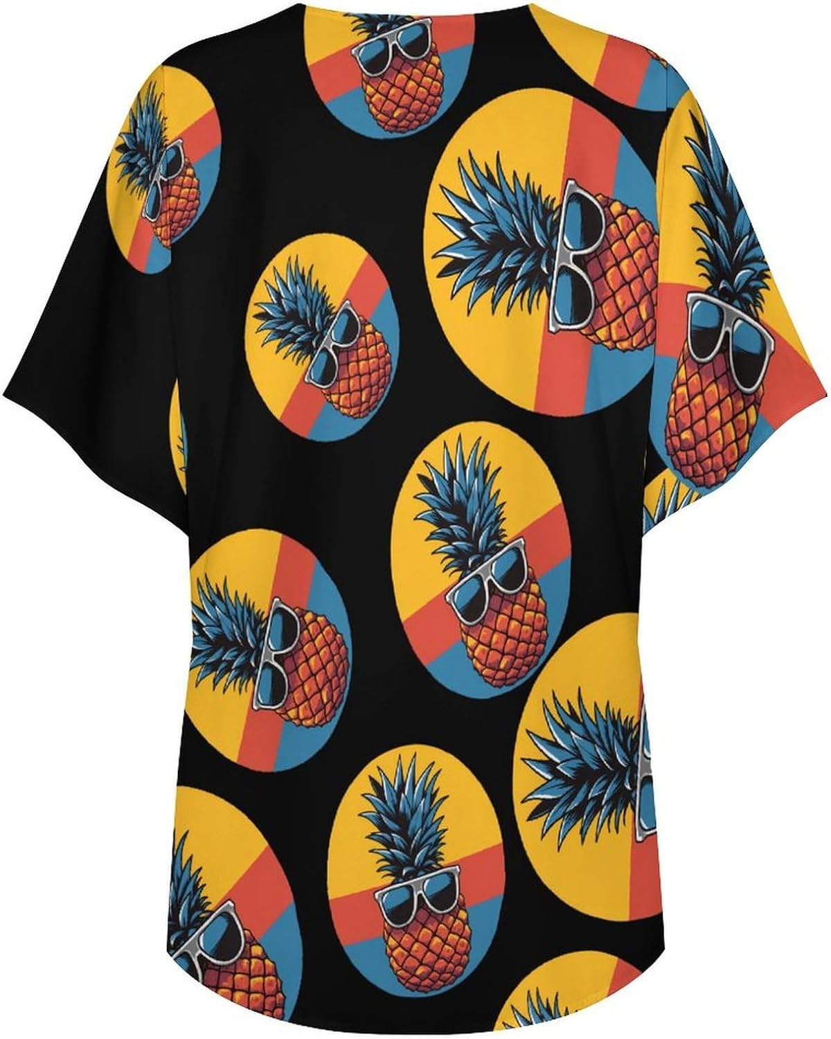 Vintage Pineapple Women's Open Front Cardigan Short Sleeves Jacket Lightweight Sweaters Tops