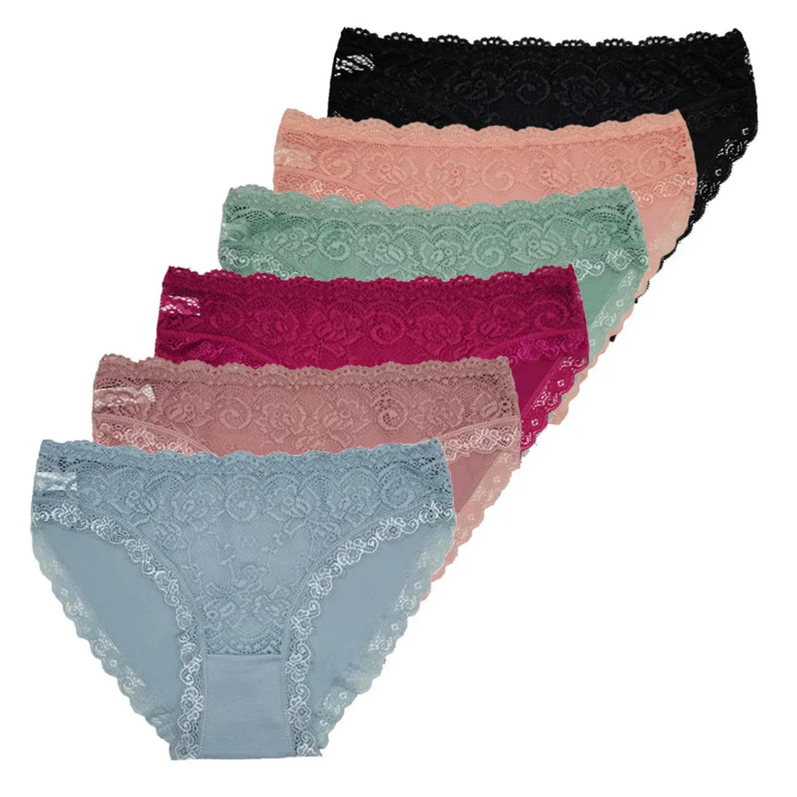 Bielizna damska 5 sztuk Zestaw Sexy Low Rise Underwear miękkie majtki koronkowe przezroczyste damskie bawełniane majtki damskie - 89586-m (40-50kg)