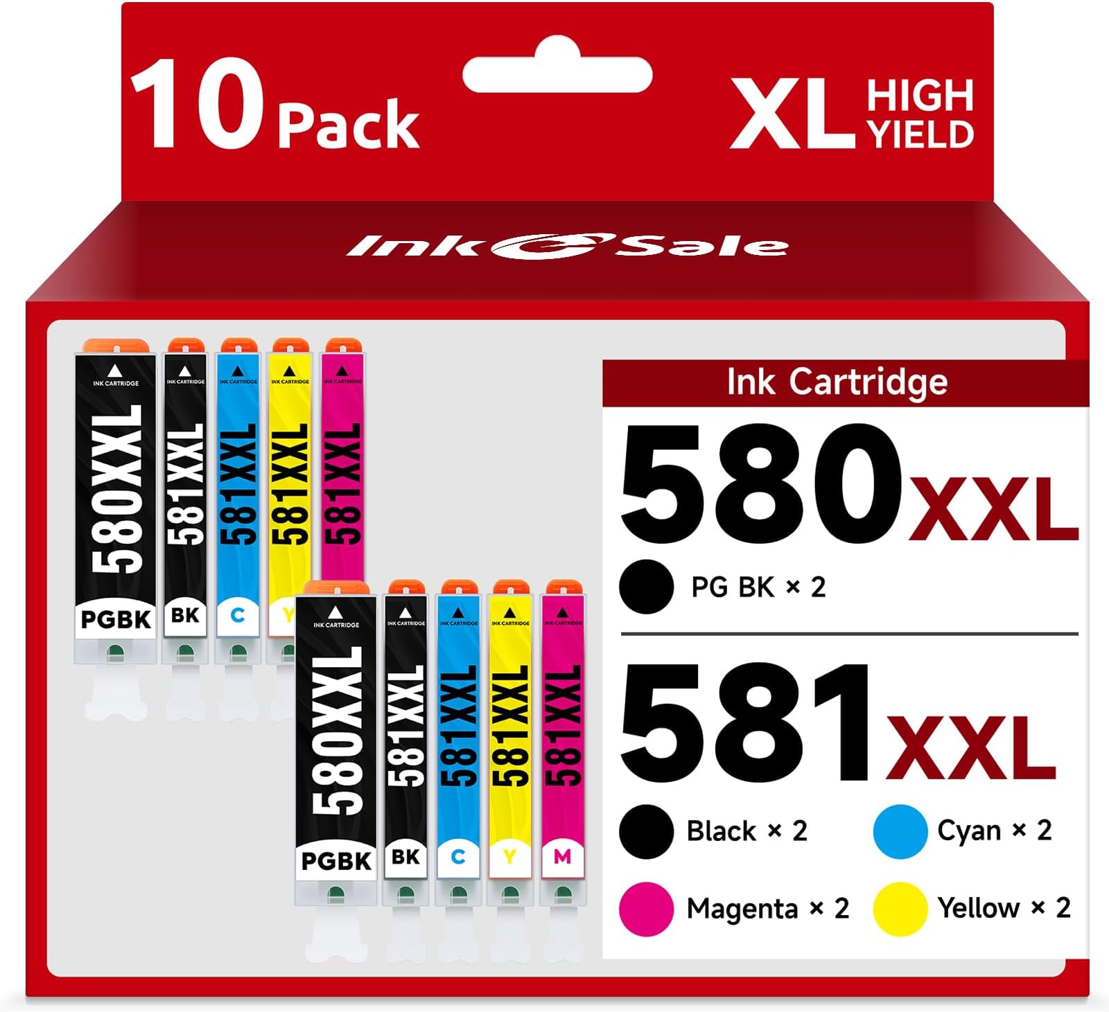 Supply Guy 12 Cartouches d'encre XXL Compatible avec Le Canon PGI-580