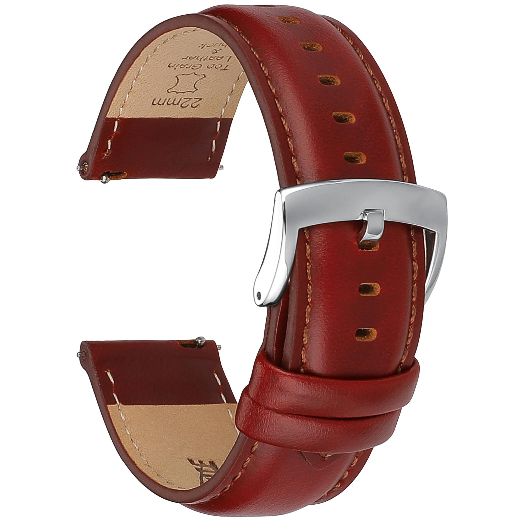 Leather Watch Bands Quick Release, Elegant Top Grain Leather Watch Straps Band Replacement for Men and Women, Watch and Smartwatch, Choice of Width 18mm 19mm 20mm 21mm 22mm