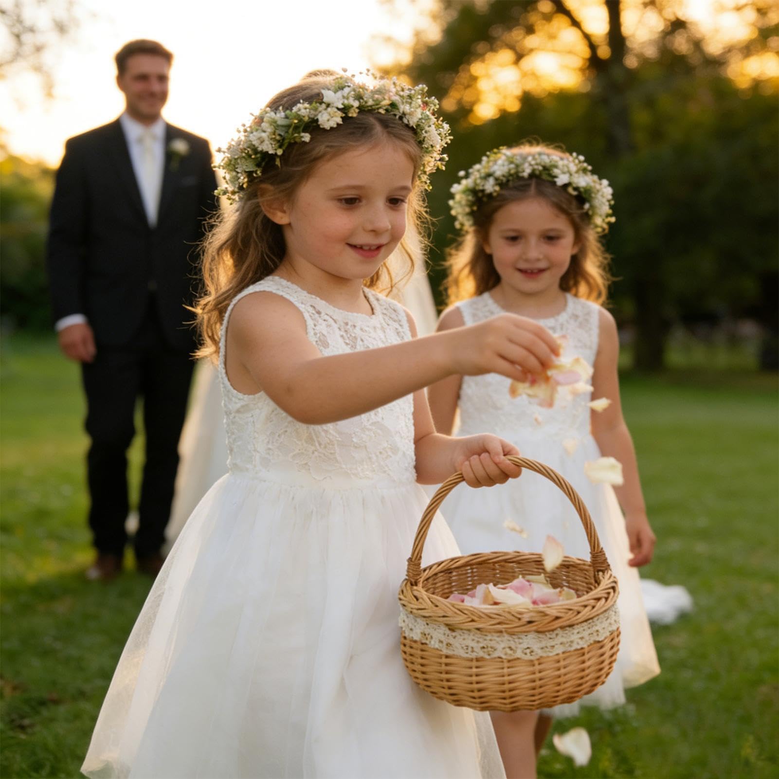 Cestino da picnic | decorazione in naturale con manico cestino da picnic | per Pasqua all'aperto raccolta di bouquet, cucina, soggiorno
