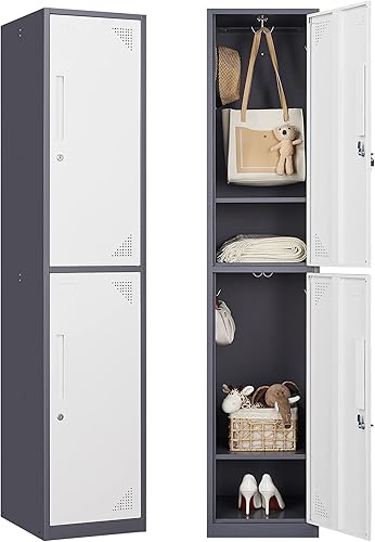 Letaya Taquilla de metal 2 puertas con cerradura gabinete de almacenamiento de acero de 71 pulgadas de alto para escuela oficina gimnasio hogar