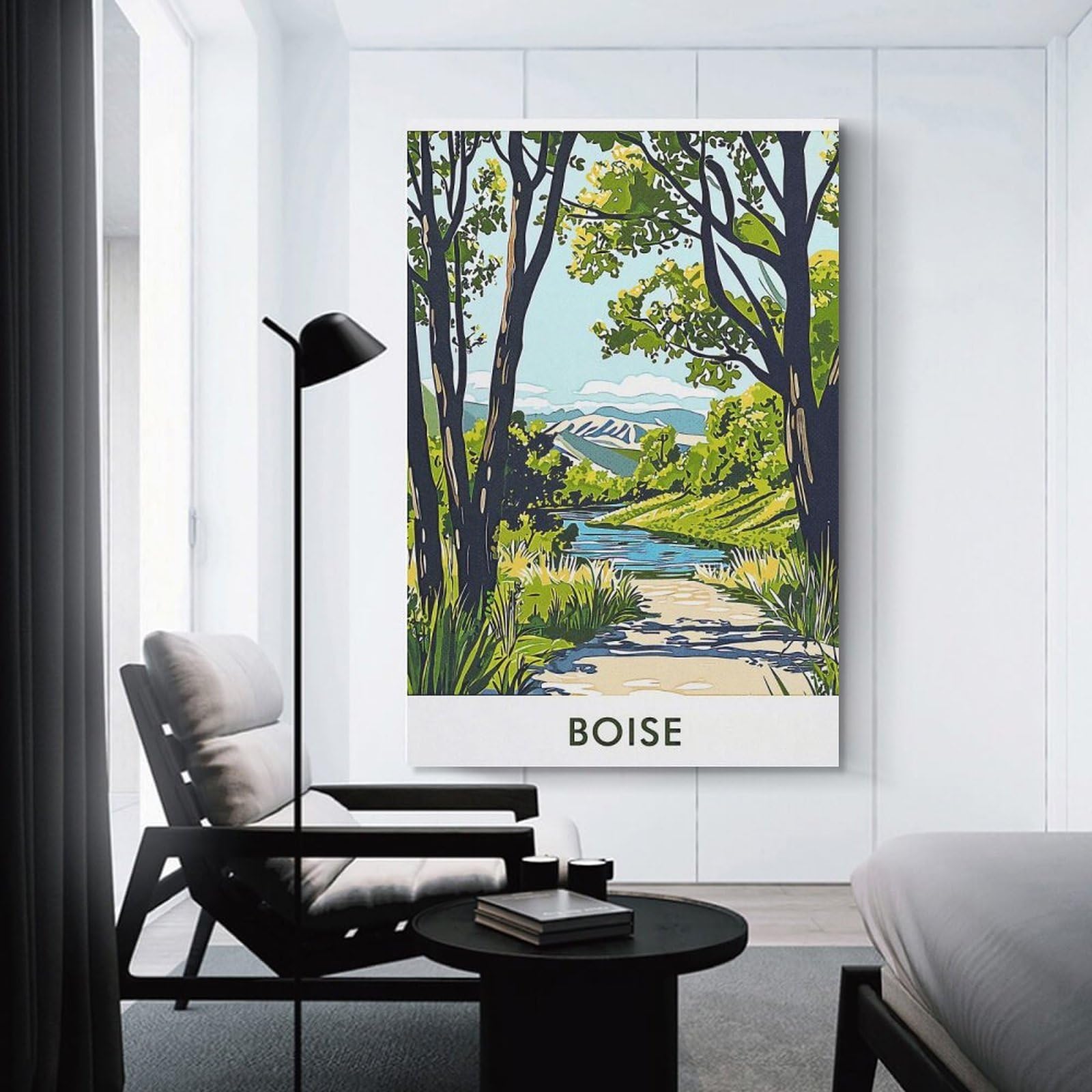Junmoney Boise River Landscape Home Decor Wall Art, 24x36inch(60x90cm), for New Homes, Bedrooms Or Workspaces, Gift Idea for Housewarming And Birthdays