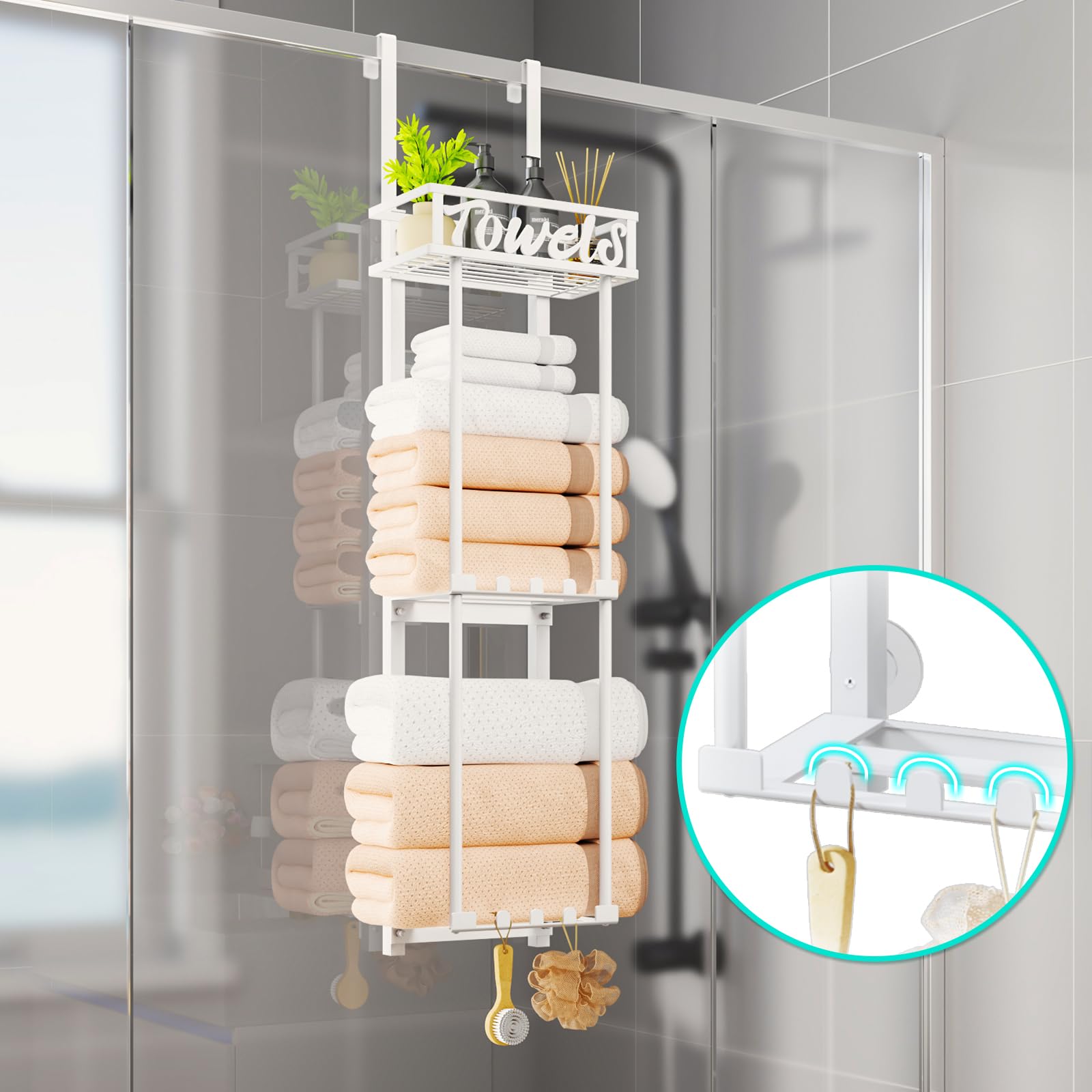HapiRm Porte-serviettes Pour Rangement De Salle De Bain - Porte