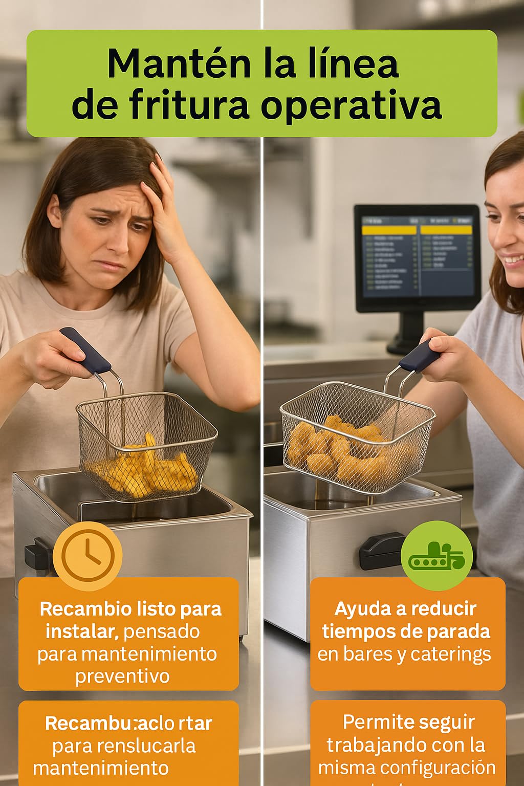 CubetasGastronorm ® Cesta freidora 8 litros recambio acero inoxidable 220x240x100 mm modelo FR 8L compatible con Infrico compatible con Panarola hosteleria profesional cocina bar restaurante plus