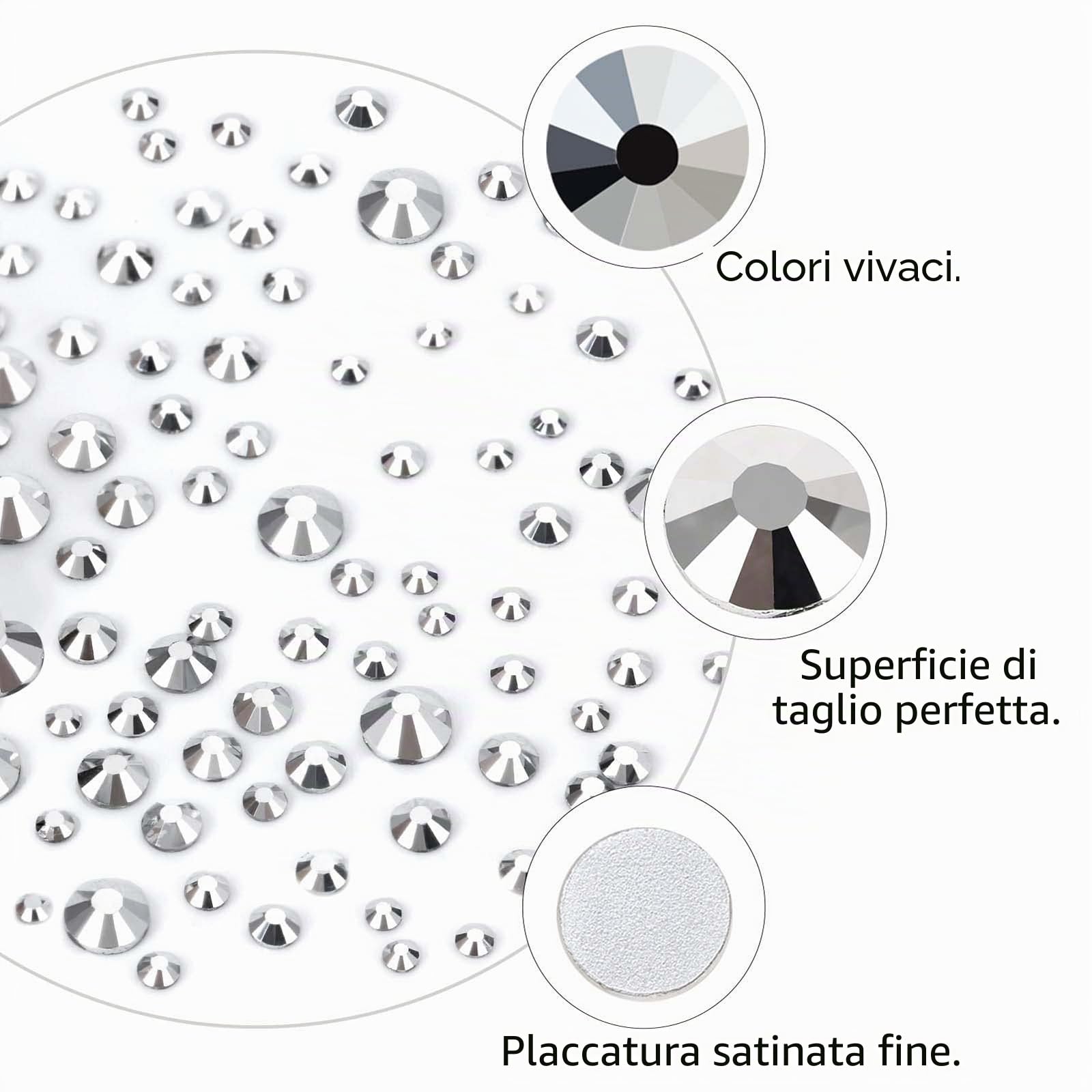 4320 pezzi di Strass Make Up, colore Nero e Transparent AB, per nail art, 5 Dimensioni, strass trasparenti rotondi con Pinzette e Matita di Cera, DIY Strass per Scarpe