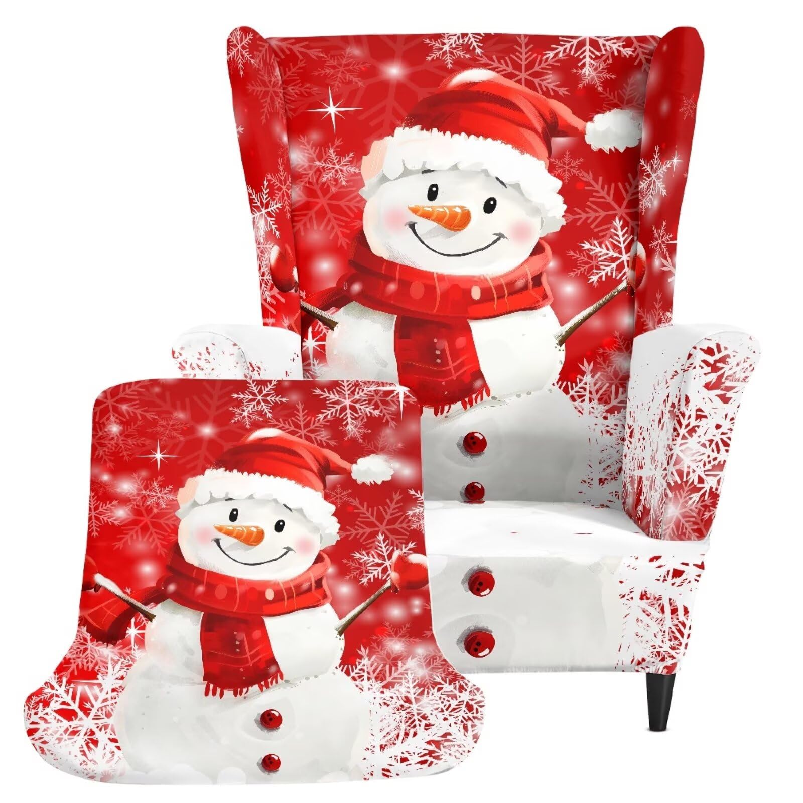 Biyejit Funda para silla de salón o dormitorio, diseño de muñeco de nieve