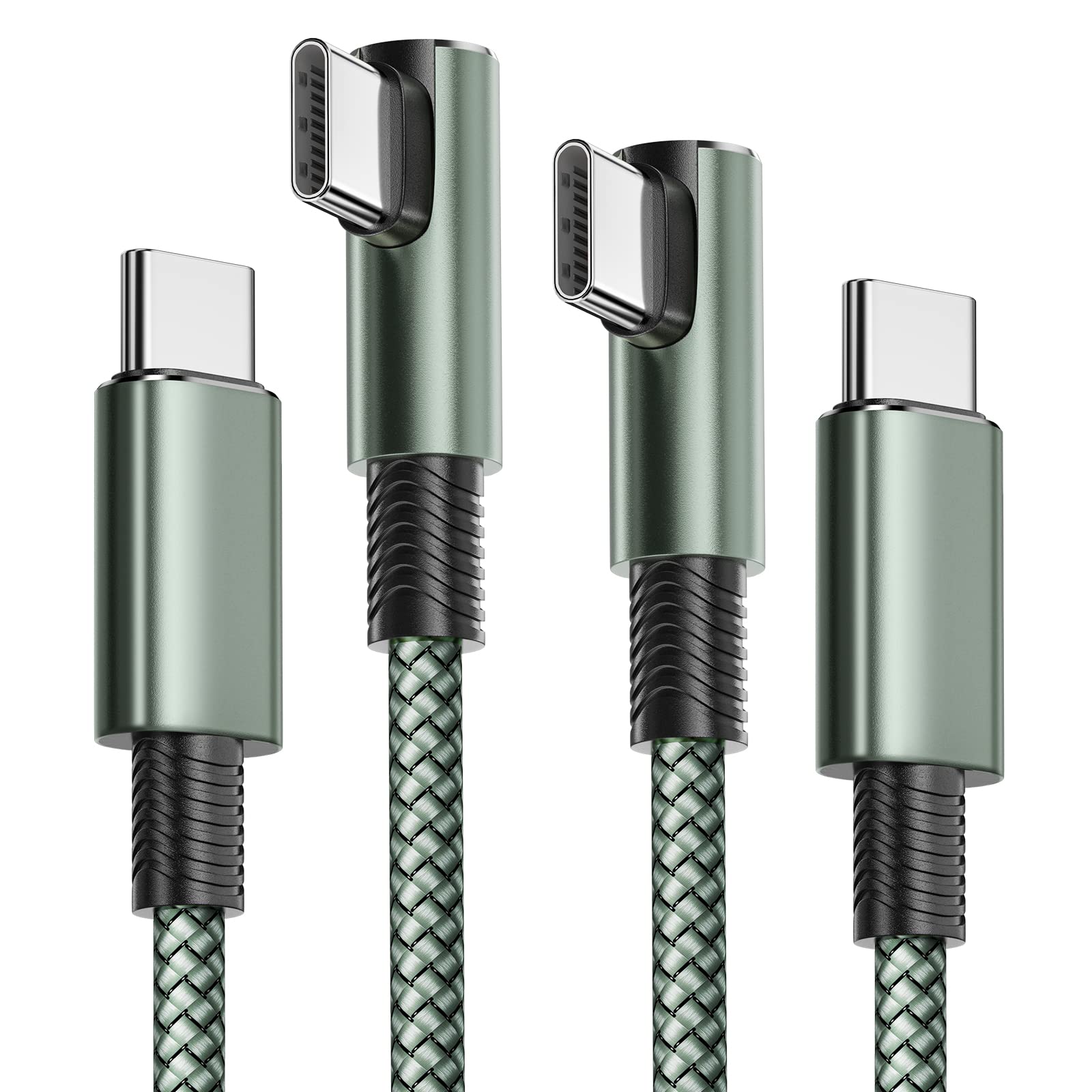 Yosou USB C to USB C Cable 2M 2-Pack, Right Angle Fast Charging PD 60W Lead Type C to Type C Charger Cable for Samsung Galaxy S22 S21 S20 A53 A52 A51,iPad Air/Pro,MacBook Pro,Huawei,Xiaomi,Sony,Pixel