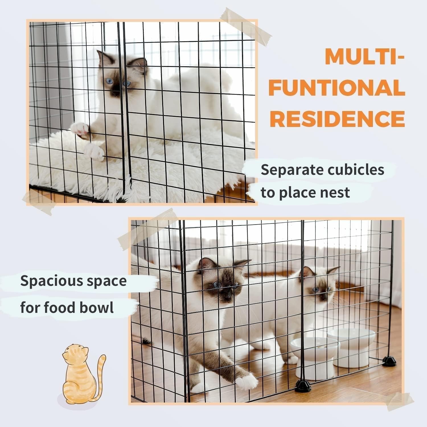 MekUk Cat Houses Cat Cage - Recinto per Gatti Recinto per Gatti da Interno Gabbia per furetti Trasportini per Cani Cucce per Gatti Recinto per Animali Domestici Facile da Pulire (7