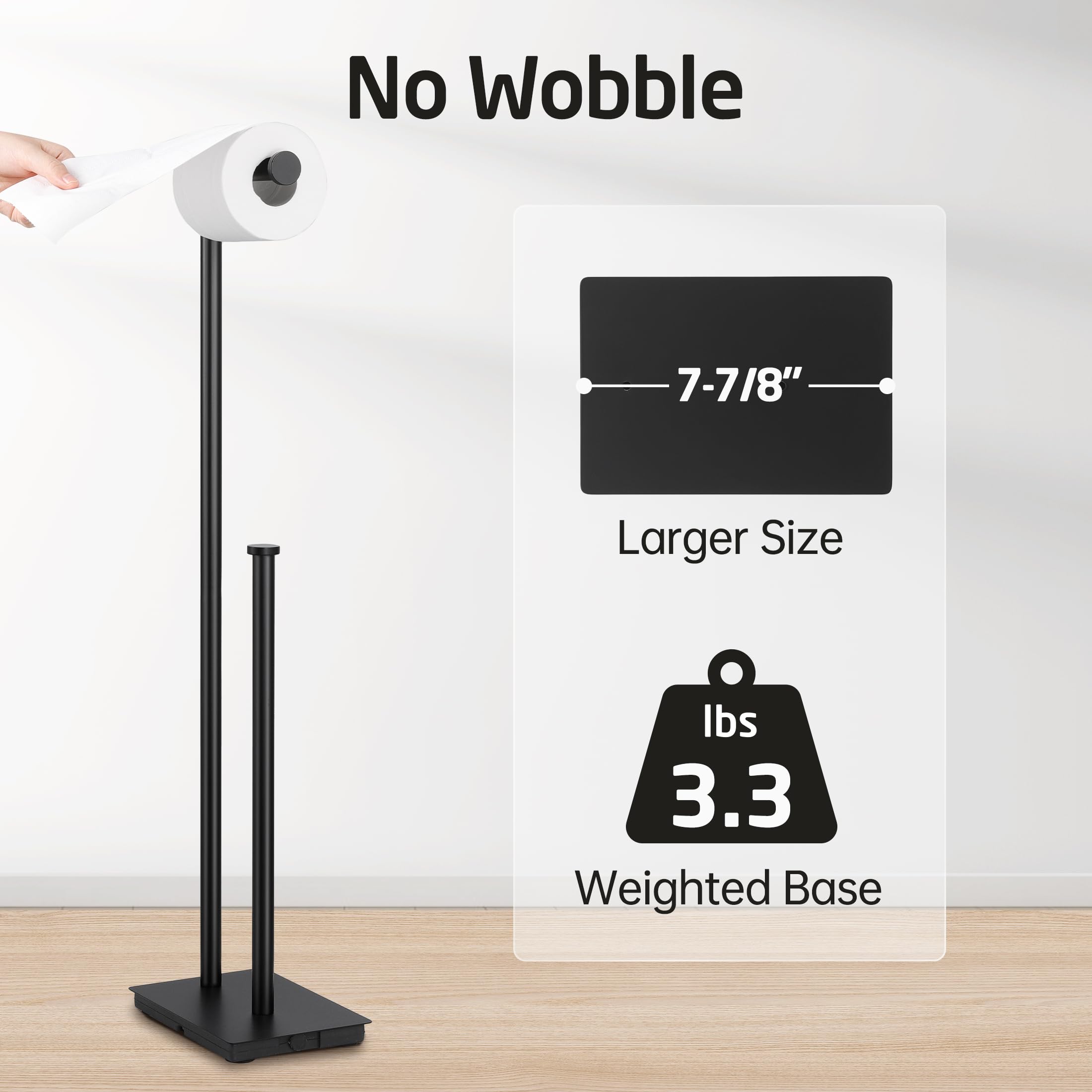 KES Toilet Paper Holder Stand with Weighted Base, Matte Black, 29.5" H — Amazon image 4