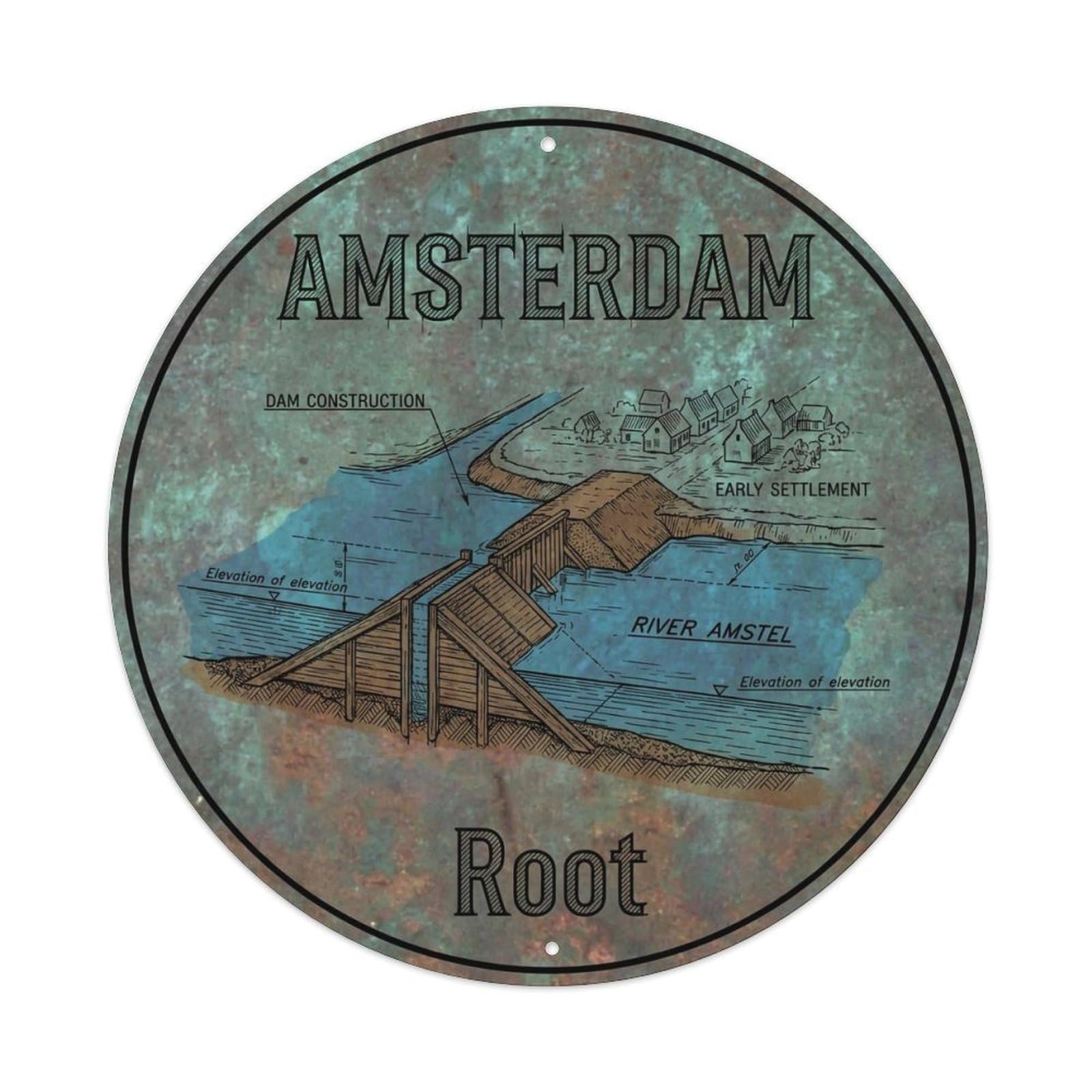 Vintage Travel Amsterdam Netherlands Origin Metal Tin Sign