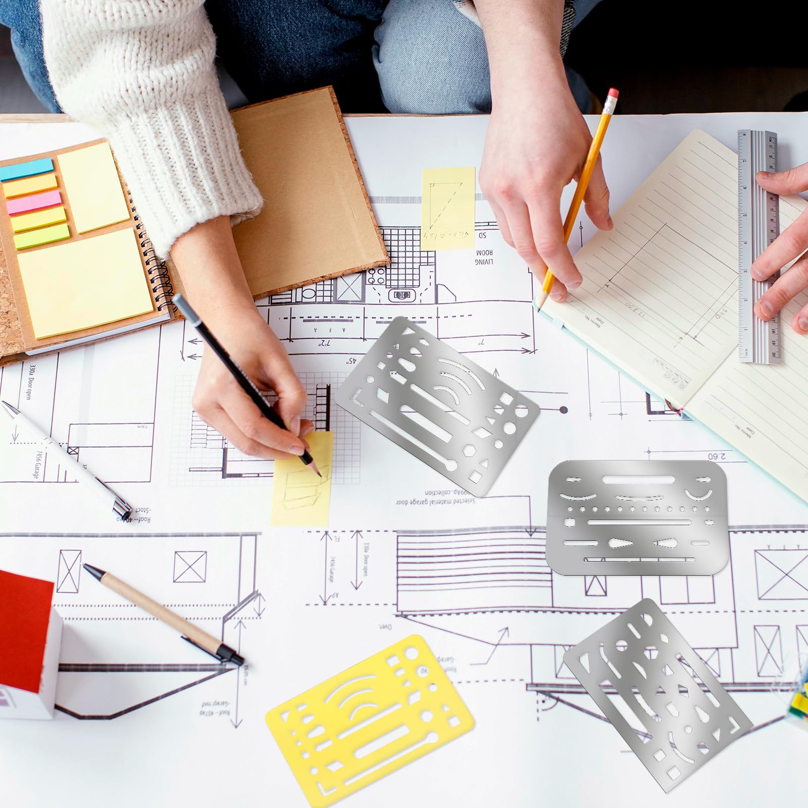 4 Pieces Eraser Shield Eraser Template Drafting, Stainless Steel Drawing Template Metal Drafting Tools Shield Drawing Tools for Mechanical Draw Engineering Design, 4 Designs - Image 6