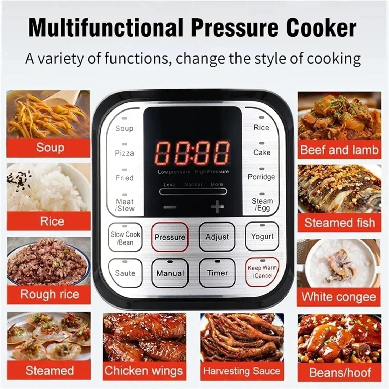 5L Multifunction Electric Pressure Cookers Soup Porridge Heating Meal Heater Kitchen Stainless Steel Multicooker Rice Cooker