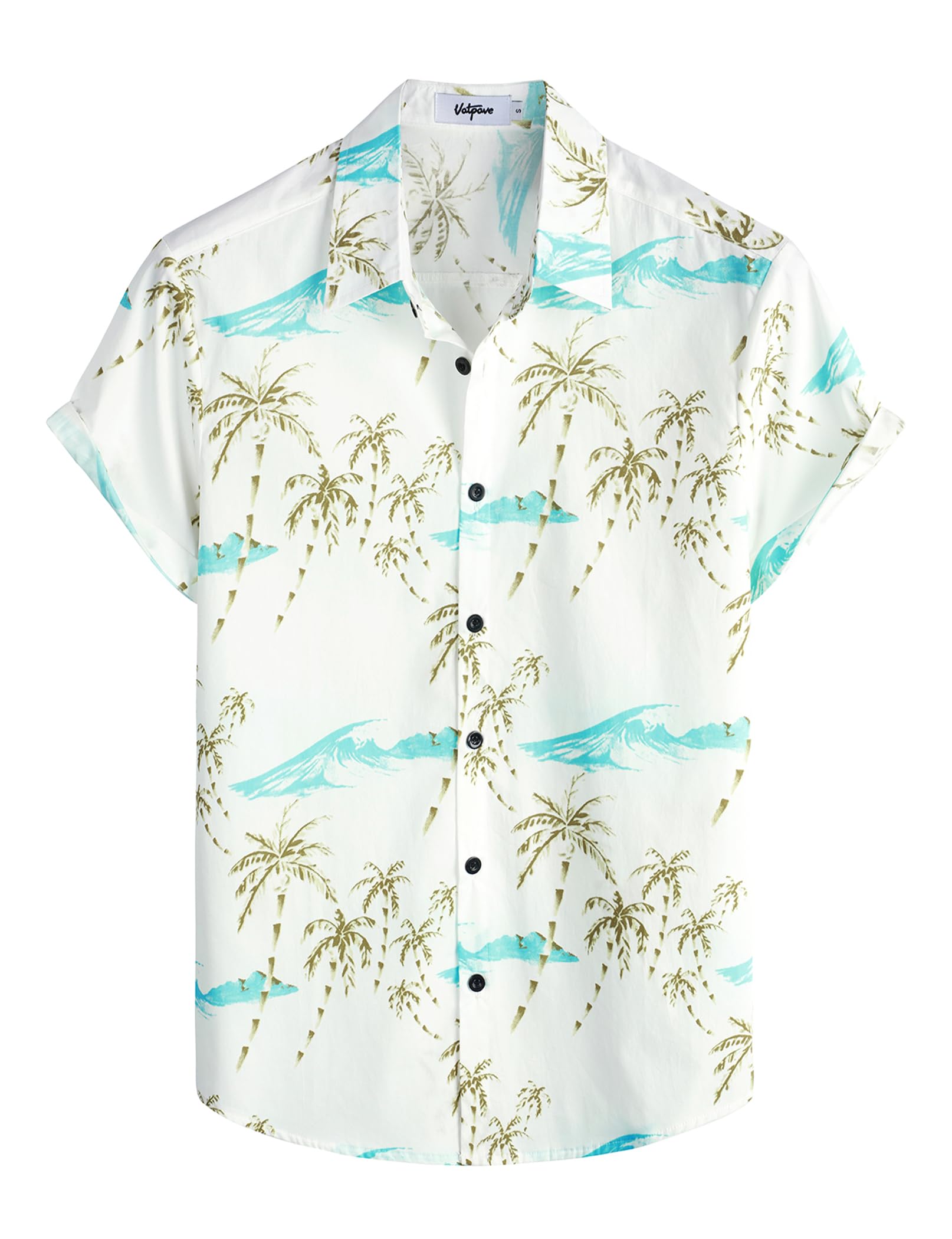 VATPAVE Herren Baumwolle Hawaii Hemd männer Blumen Freizeit Kurzarmhemd Sommerhemd