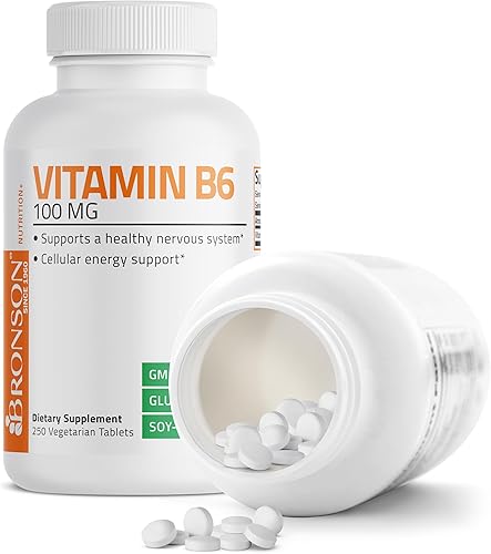 Miniatura 4 de Bronson Suplemento de vitamina B6 de 100 mg de vitamina B6 premium, 250 tabletas