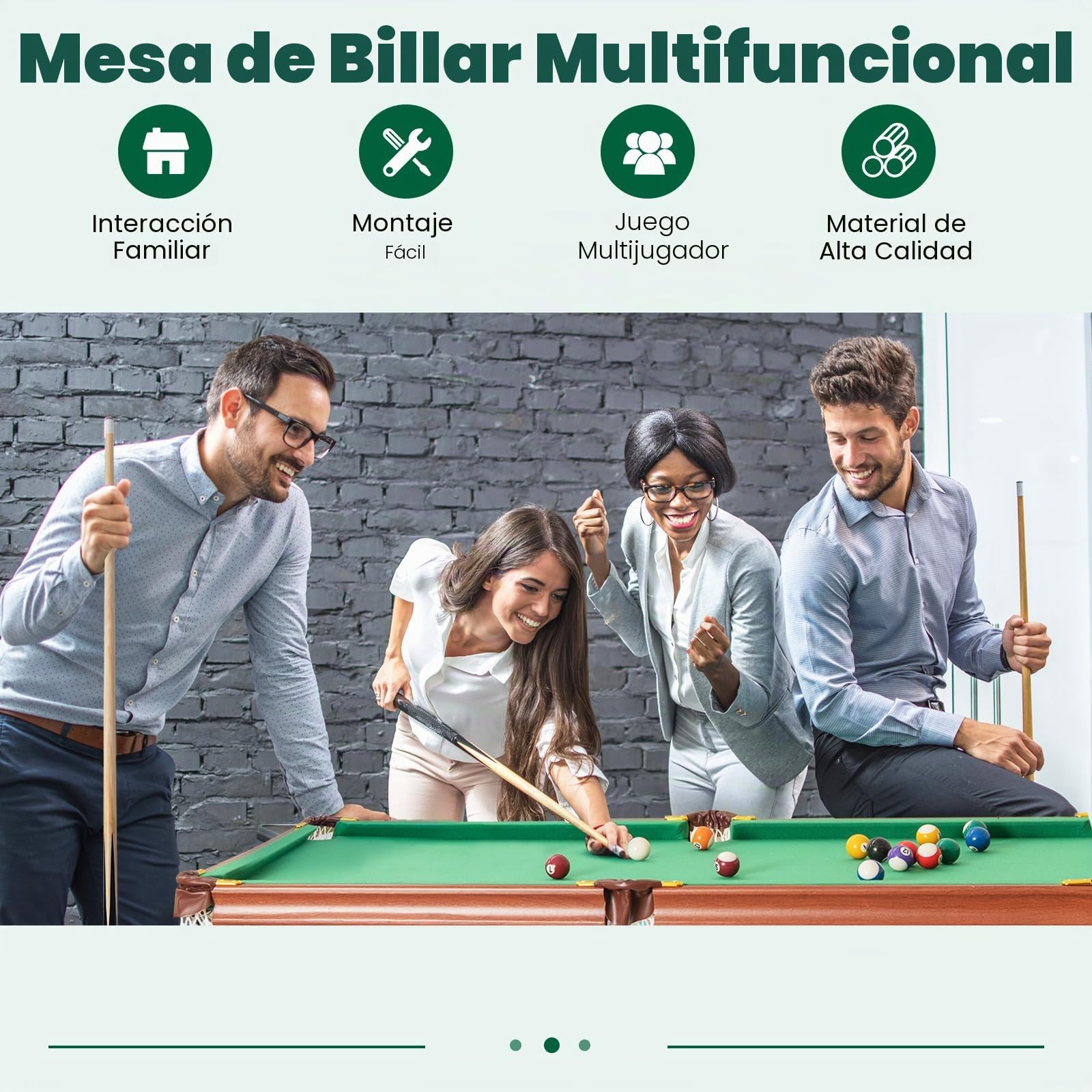 GOPLUS Mesa de Billar Plegable para Infantil y Adultos, 138 x 67 x 79.5 cm, con Patas Plegables y Ajustables, Esquinas Protegidas de Piel, 2 Colas, 2 Tizas, 16 Bolas, Triángulo, Cepillo, para Niños